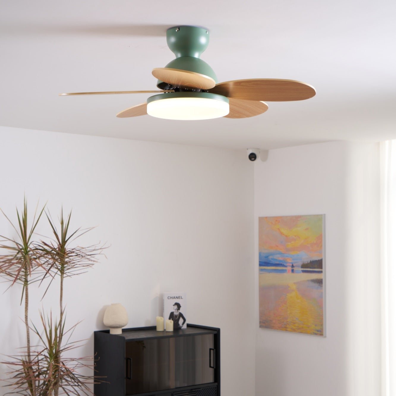 Ventilador de Techo Liora de Cristal Colorido para Niños, opción de tamaño Diámetro 90cm