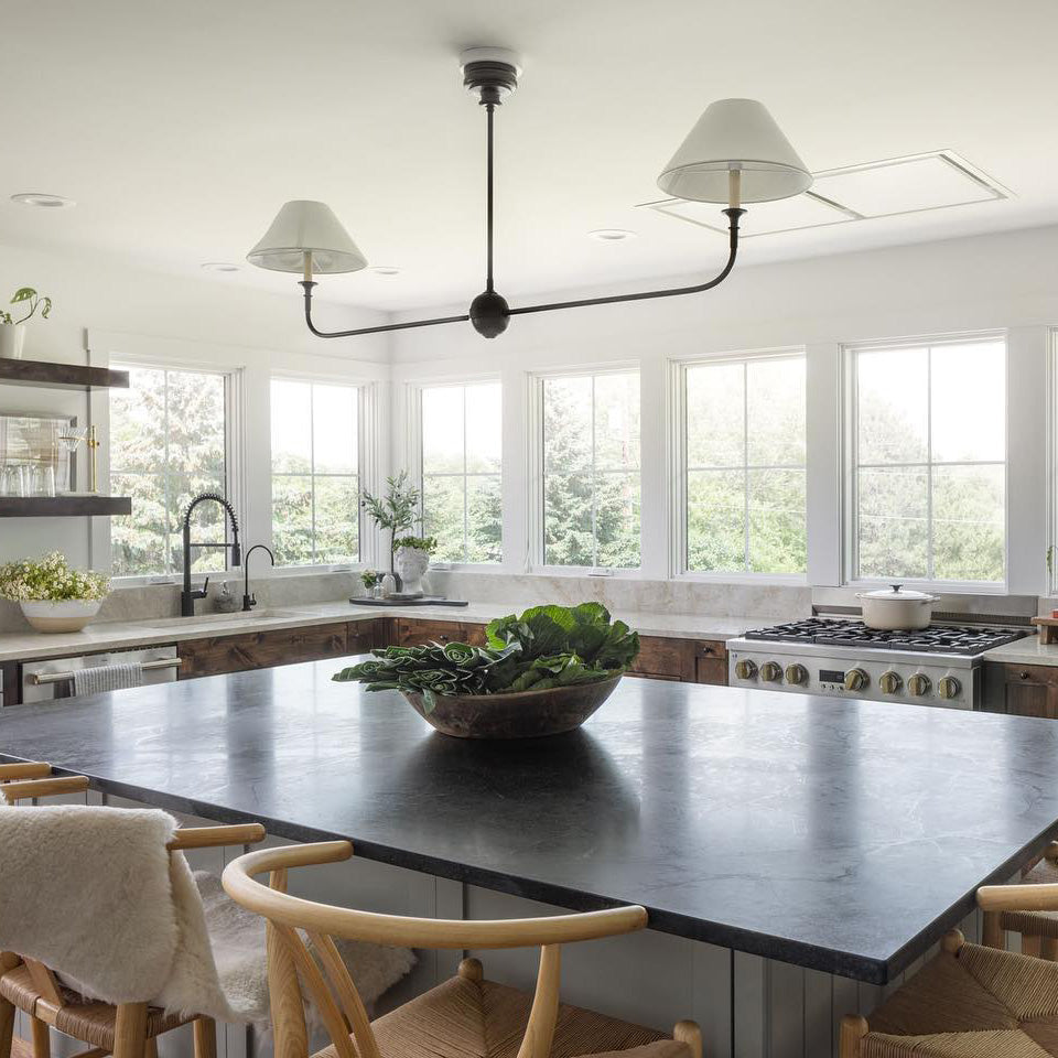 Aera Modern Minimalist Linear Antique Brass Fabric Chandelier - Lamp Copper