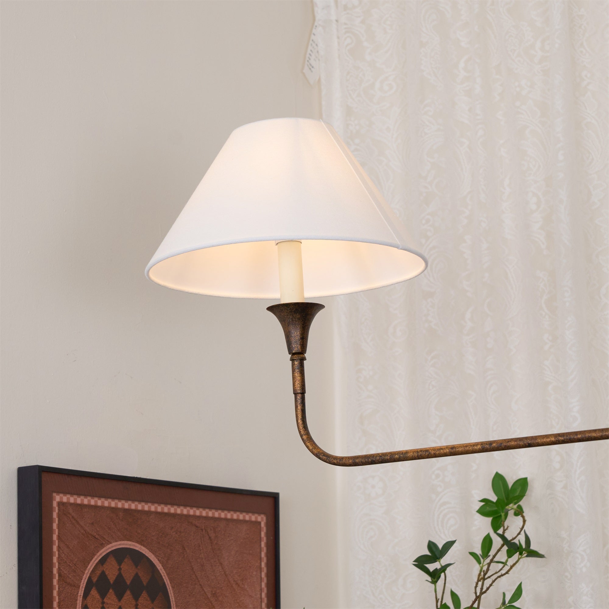 Aera Modern Minimalist Linear Antique Brass Fabric Chandelier - Lamp Copper