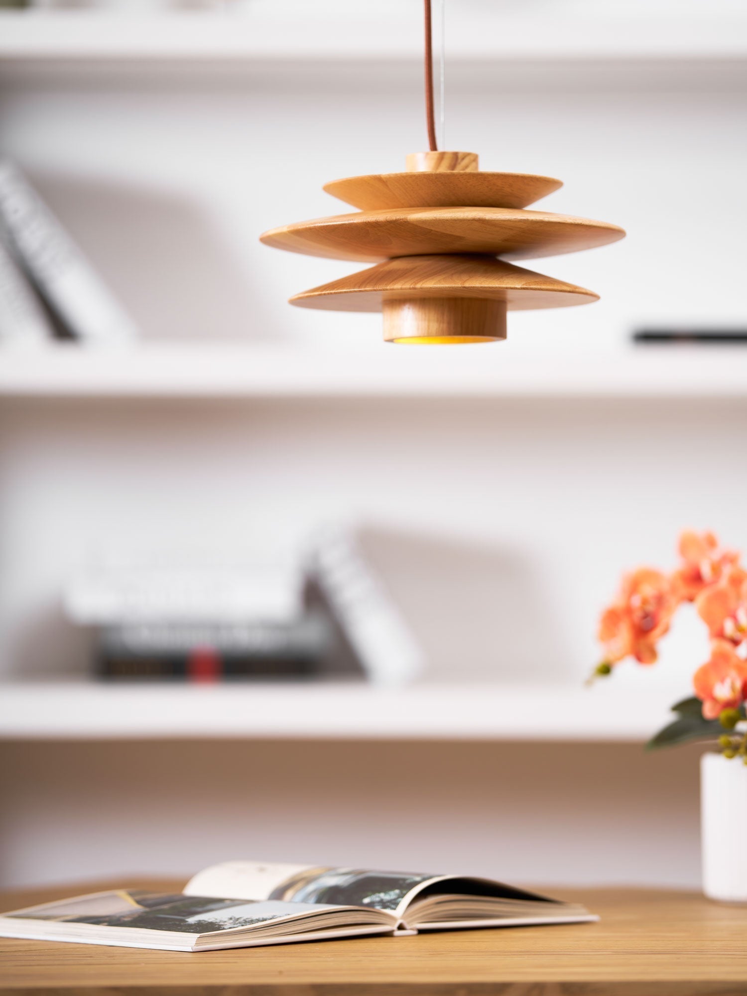 Cascade Wooden Disc Pendant Lamp - Letslighting