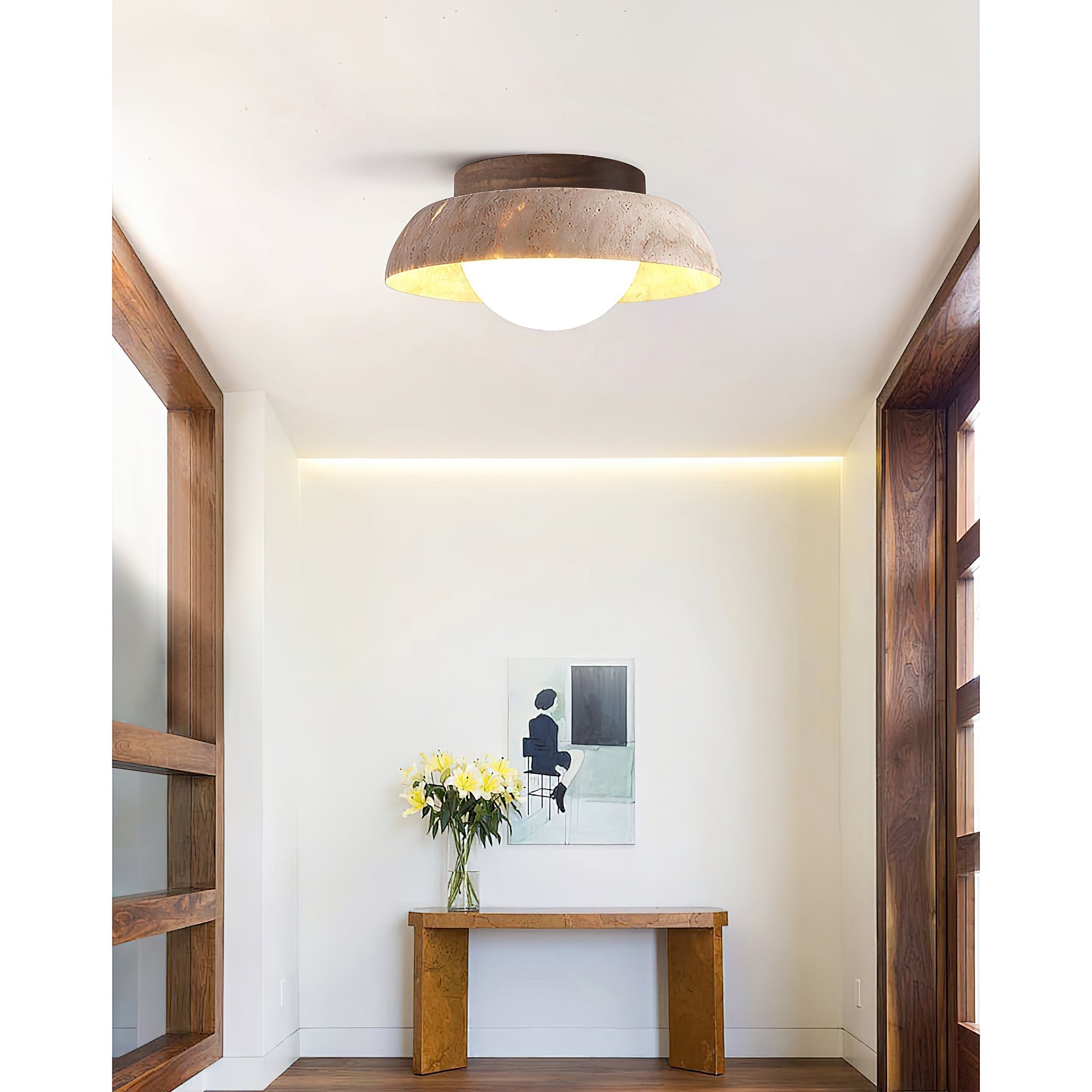 Cuvela Modern Minimalist Travertine Ceiling Lamp - Lamp Copper