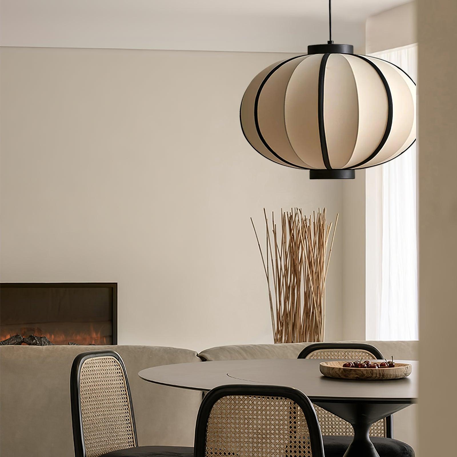 Pendant Lamp Fabric Lantern Shade Metal Frame Vintage - Letslighting