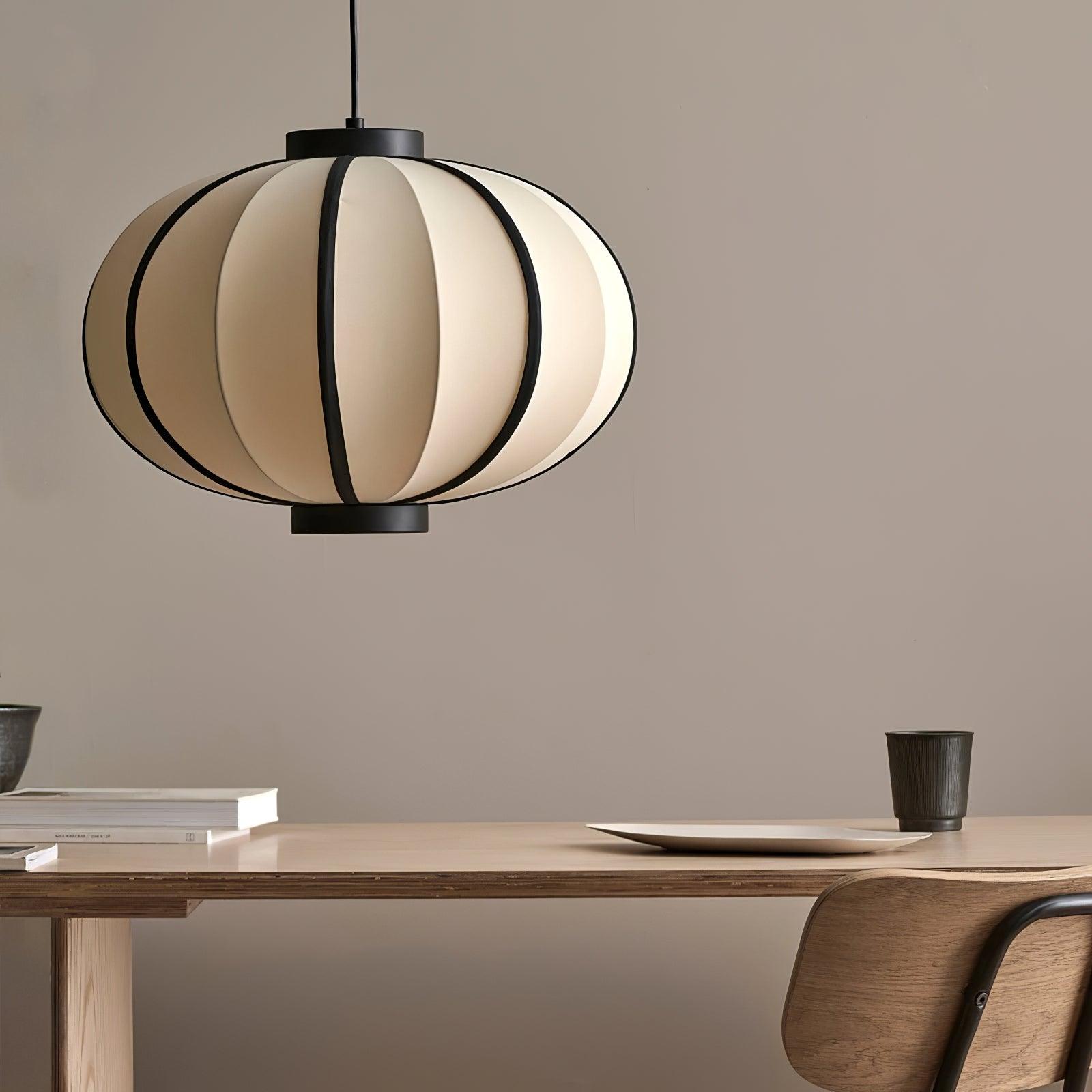 Pendant Lamp Fabric Lantern Shade Metal Frame Vintage - Letslighting
