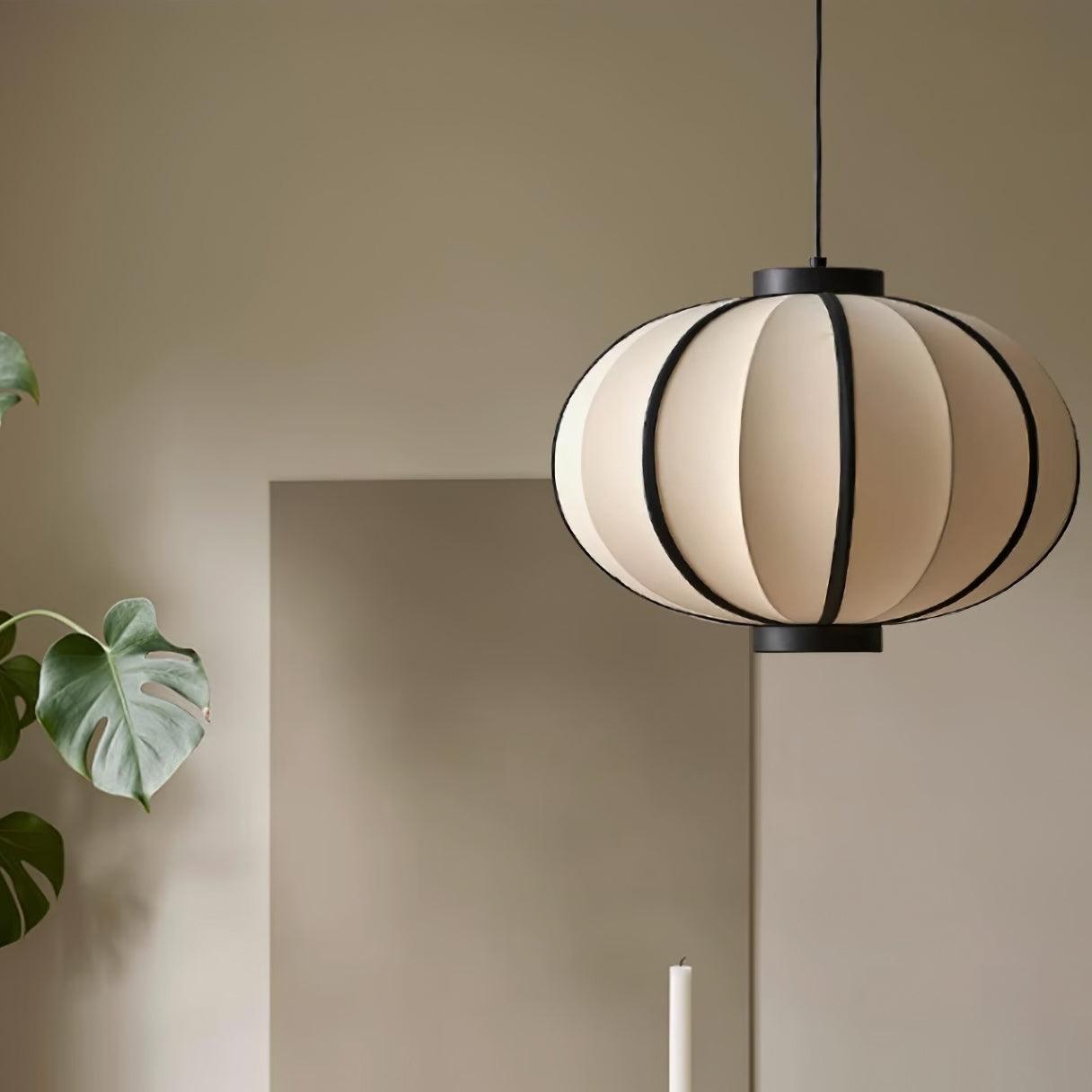Pendant Lamp Fabric Lantern Shade Metal Frame Vintage - Letslighting