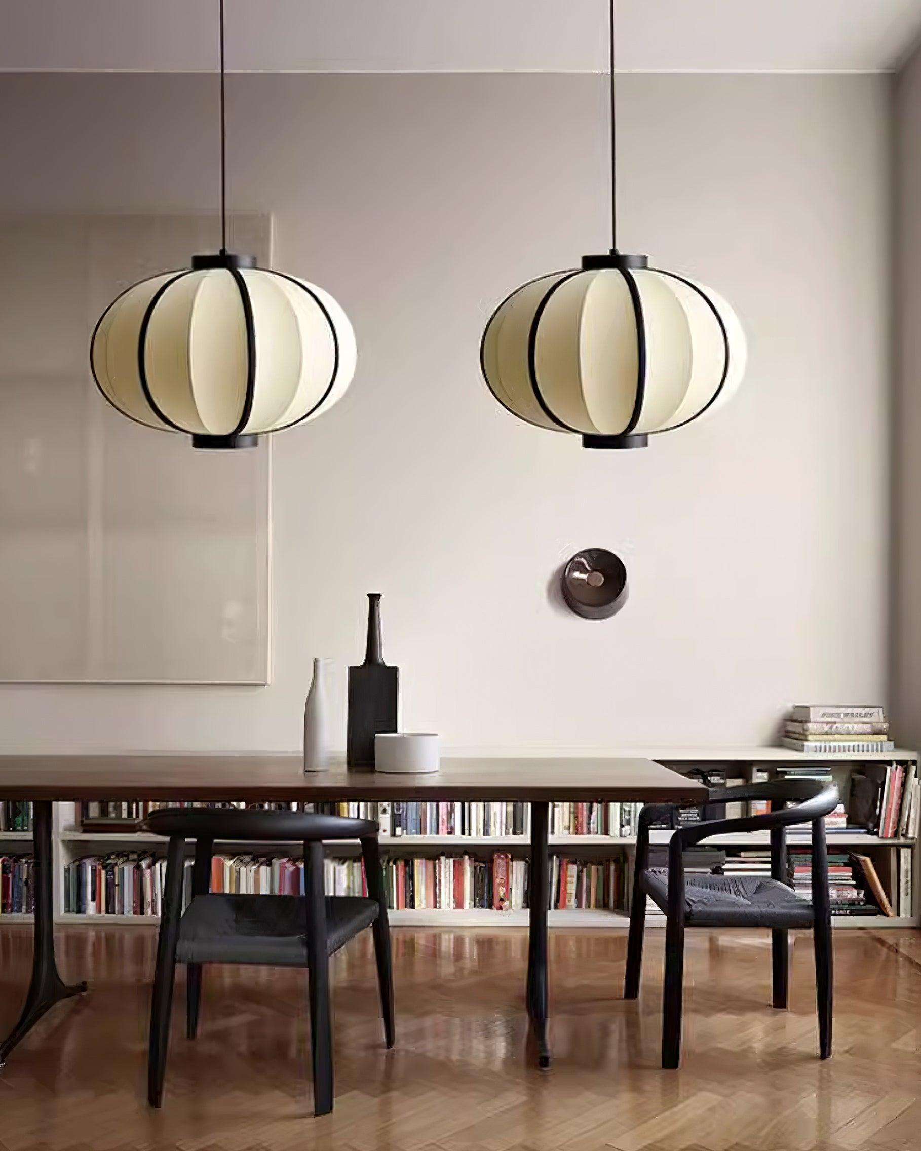 Pendant Lamp Fabric Lantern Shade Metal Frame Vintage - Letslighting