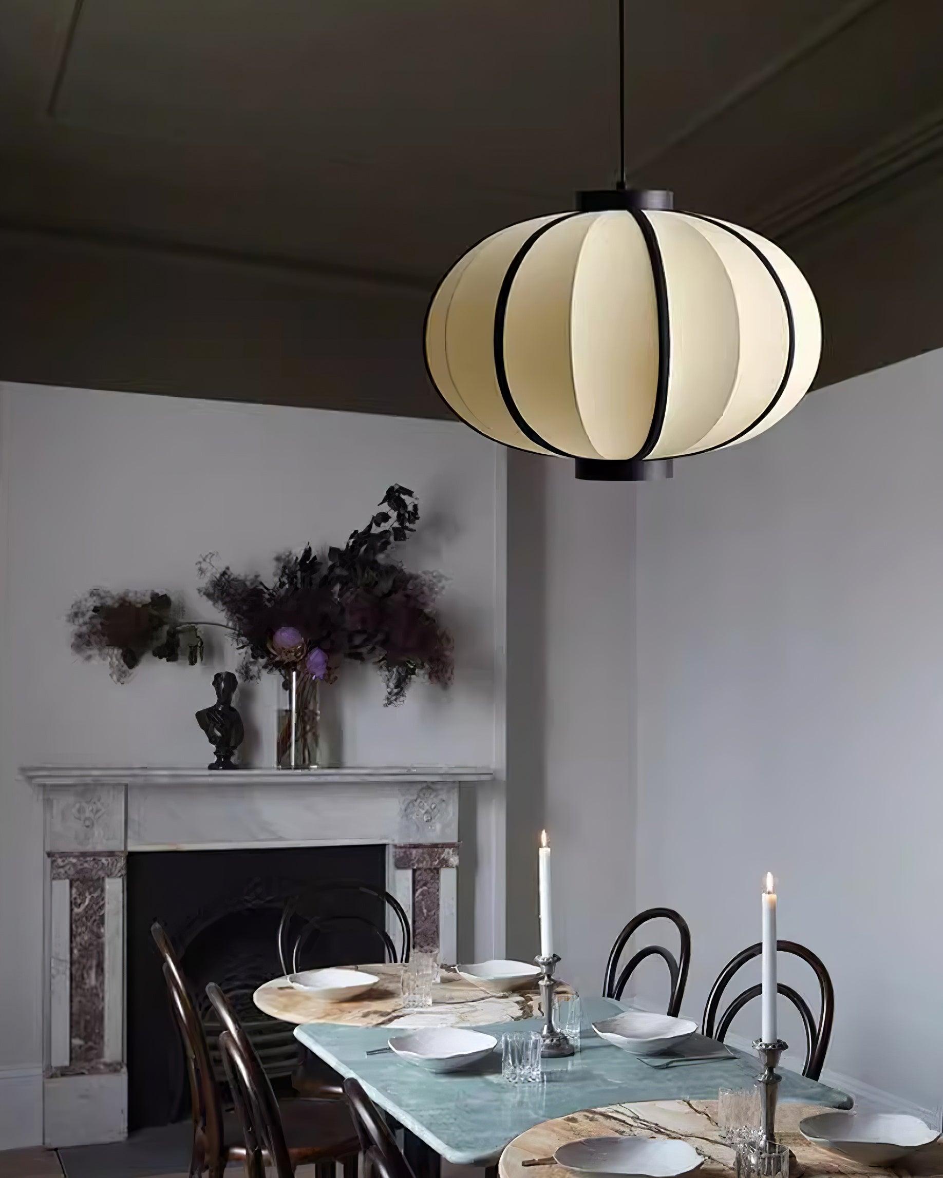 Pendant Lamp Fabric Lantern Shade Metal Frame Vintage - Letslighting