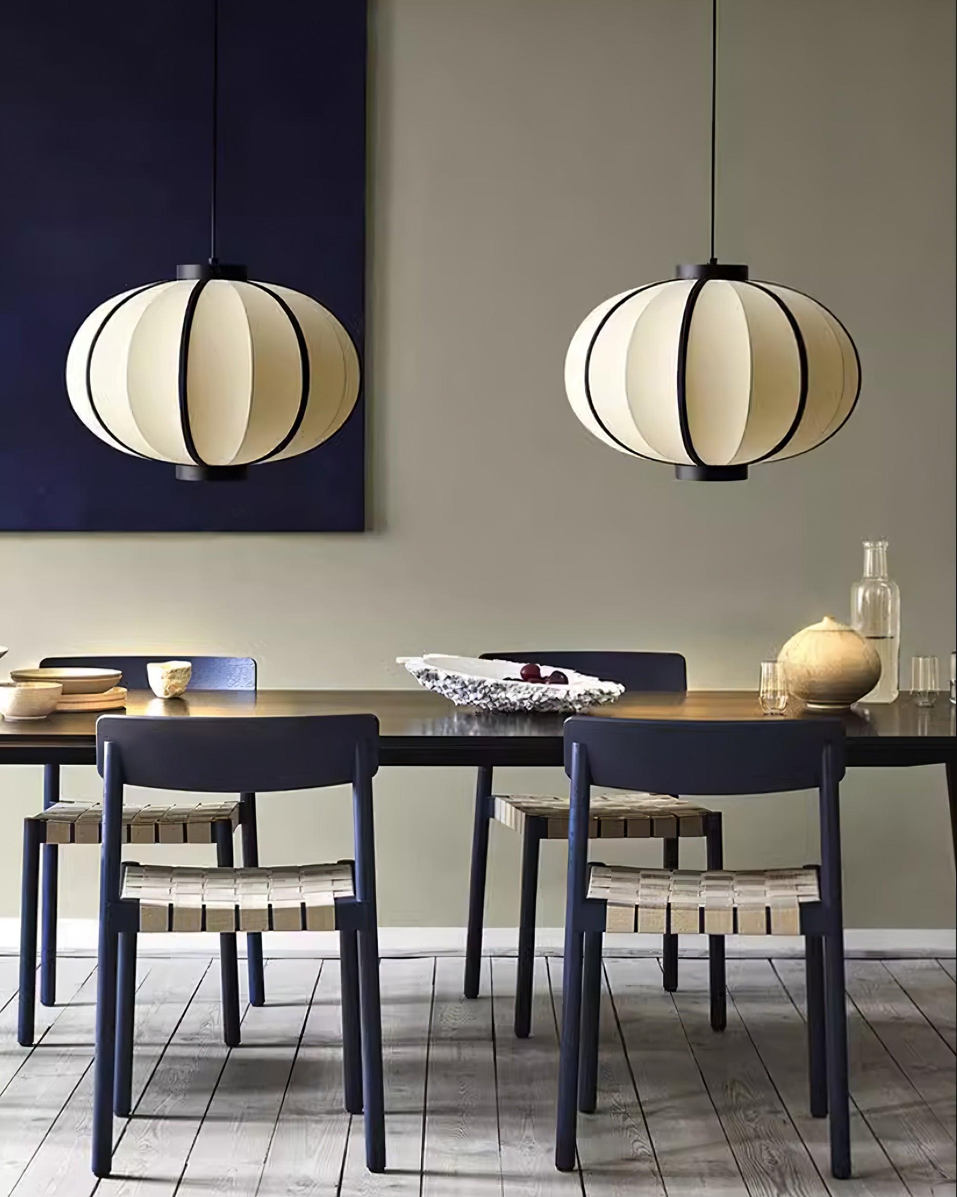 Pendant Lamp Fabric Lantern Shade Metal Frame Vintage - Letslighting