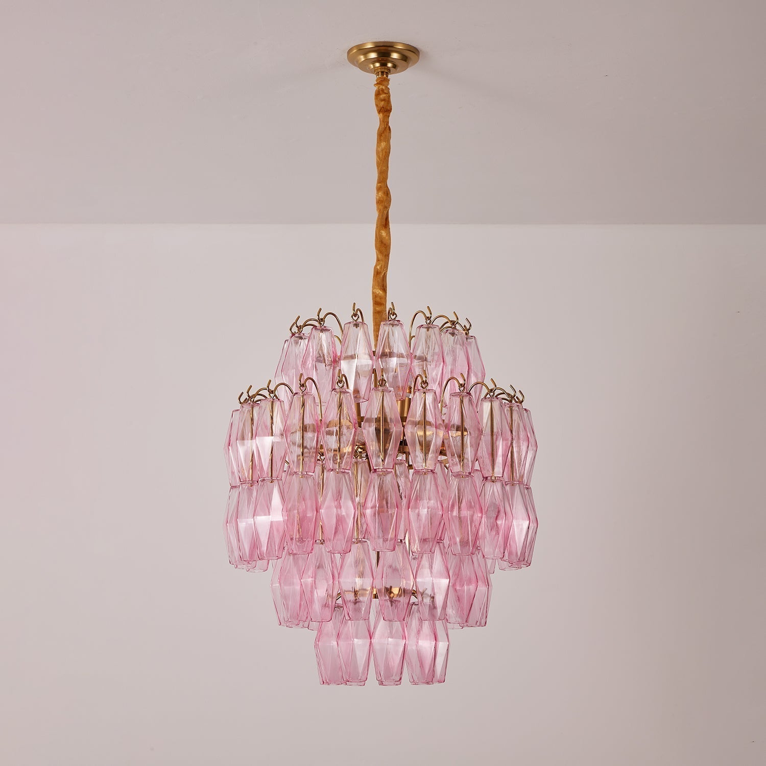 Aurora Chandelier Pink Murano Glass Layered Glam - Letslighting