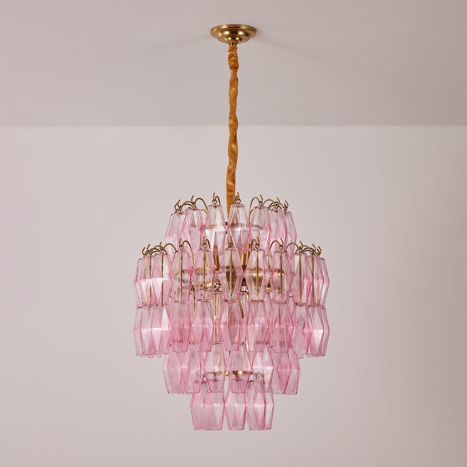 Aurora Chandelier Pink Murano Glass Layered Glam - Letslighting
