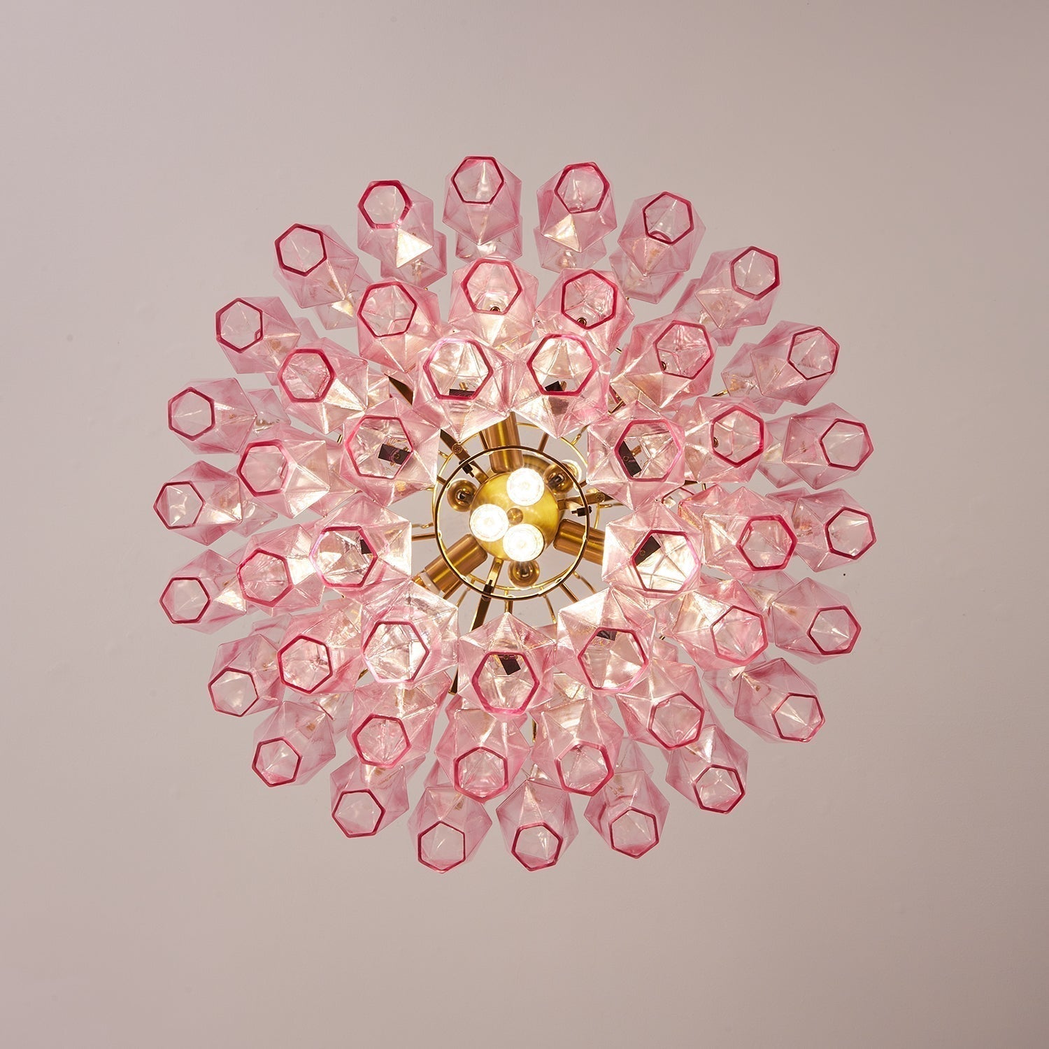 Aurora Chandelier Pink Murano Glass Layered Glam - Letslighting