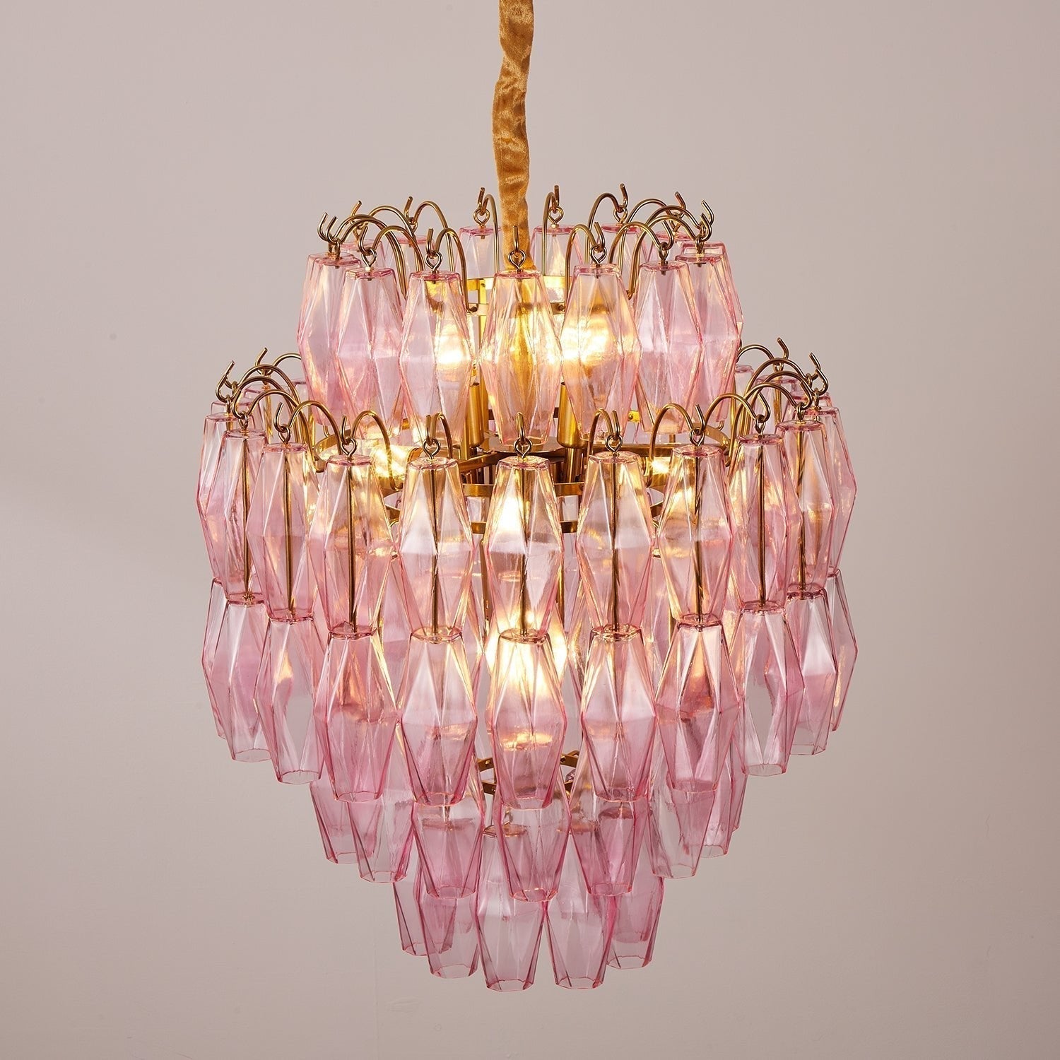 Aurora Chandelier Pink Murano Glass Layered Glam - Letslighting