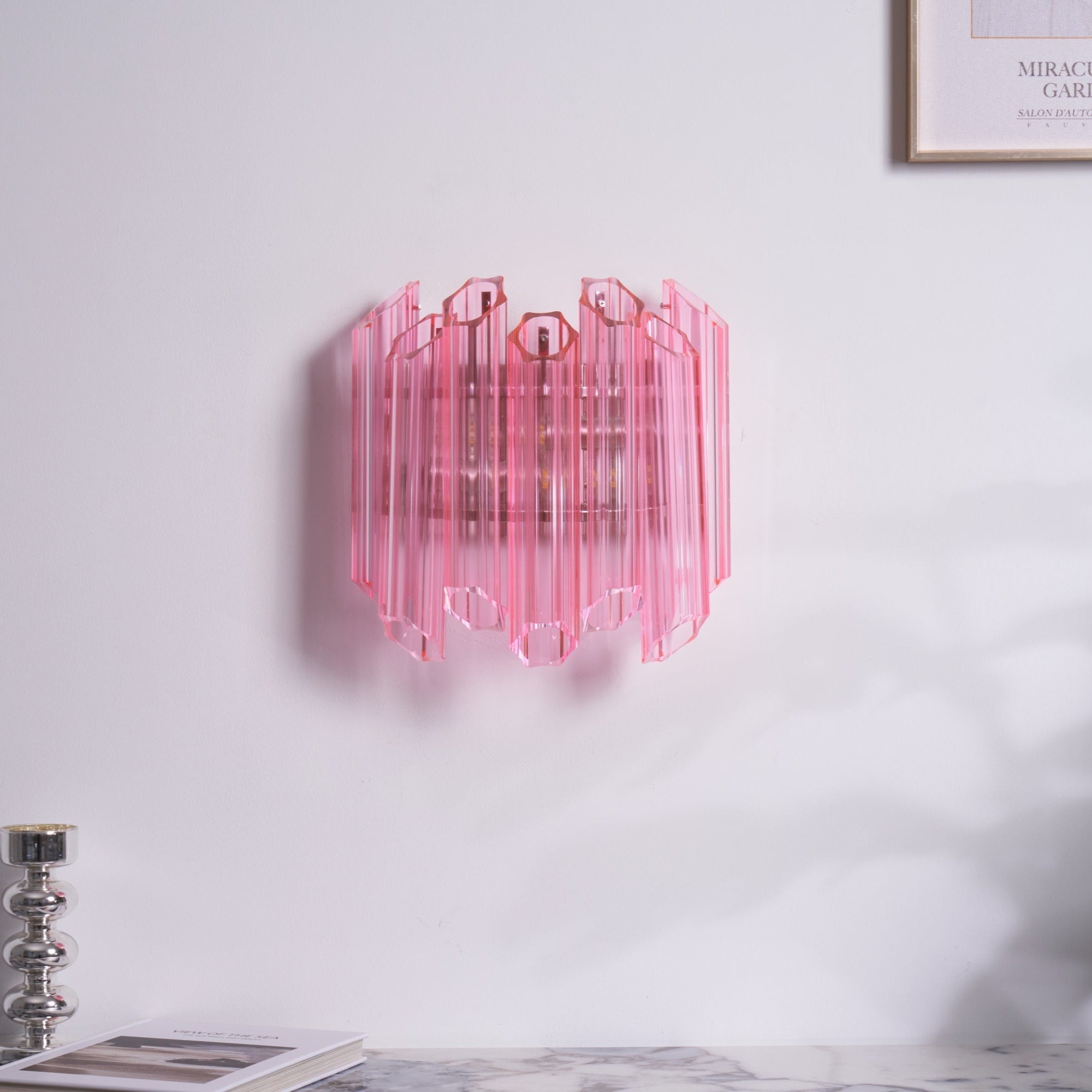 Aurora Wall Lamp Pink Murano Glass Tube - Letslighting