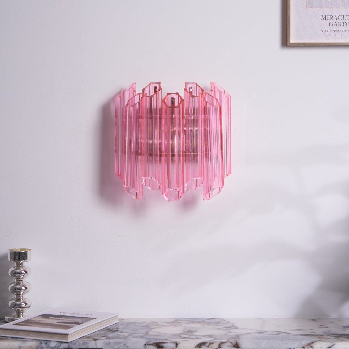 Aurora Wall Lamp Pink Murano Glass Tube - Letslighting