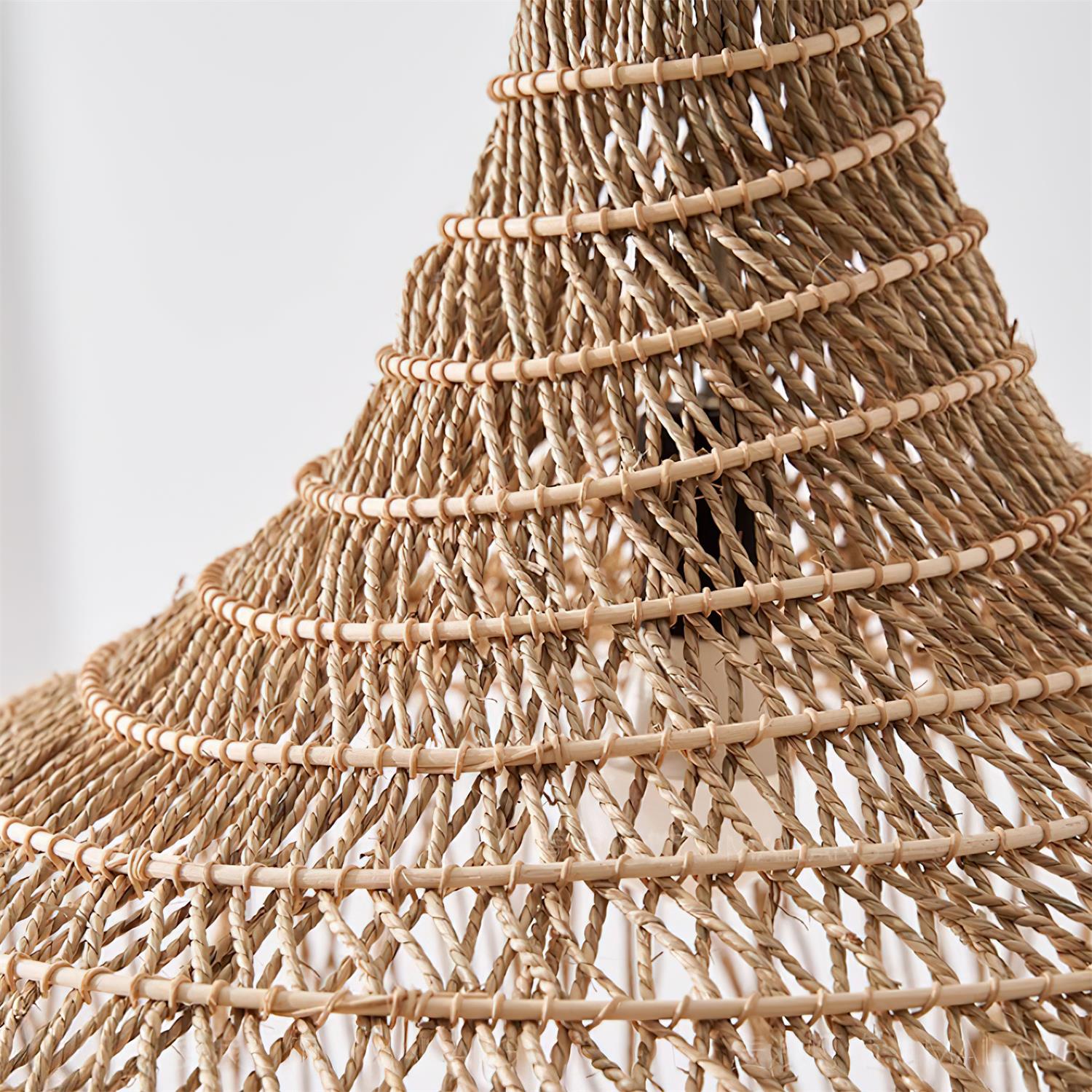 Pendant Light Handwoven Rattan Shade Metal Frame Bohemian Natural - Letslighting