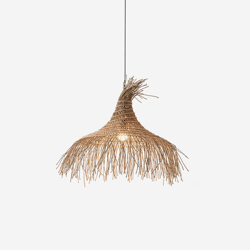 Pendant Light Handwoven Rattan Shade Metal Frame Bohemian Natural - Letslighting