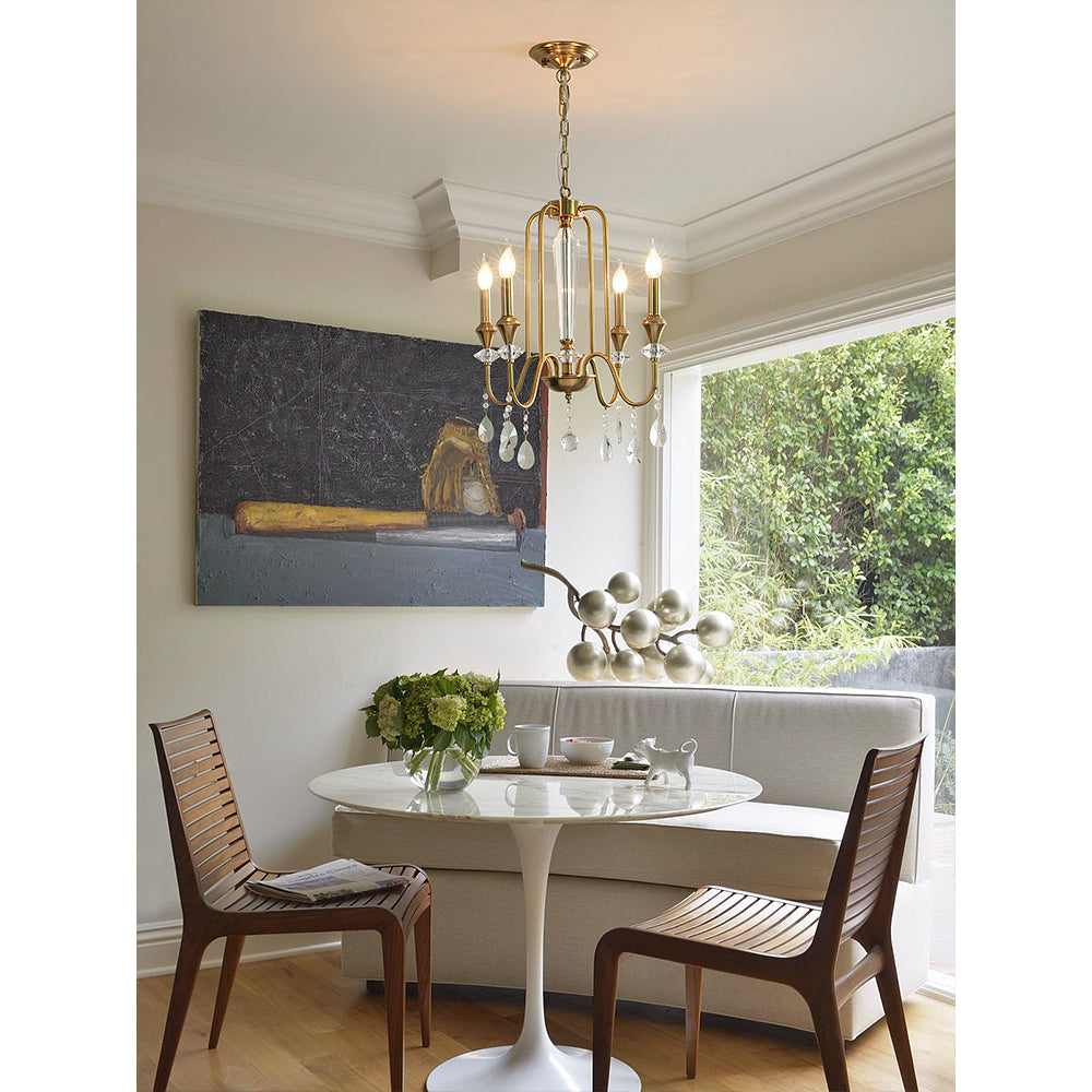 Ercararis Vintage Industrial Brass Crystal Chandelier - Lamp Copper