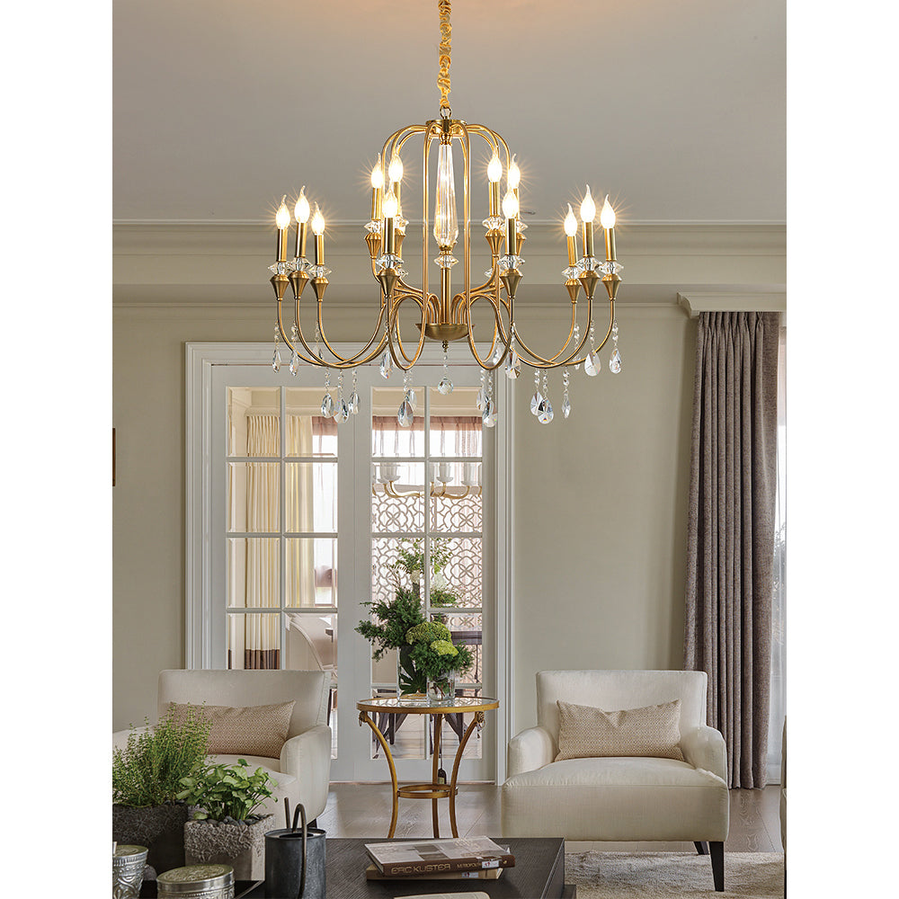 Ercararis Vintage Industrial Brass Crystal Chandelier - Lamp Copper