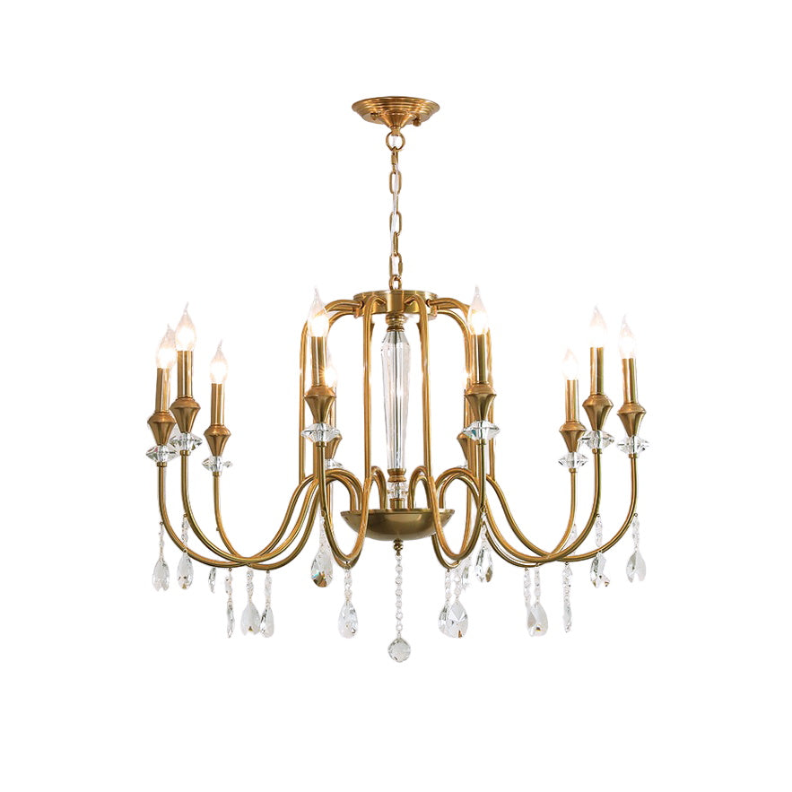 Ercararis Vintage Industrial Brass Crystal Chandelier - Lamp Copper