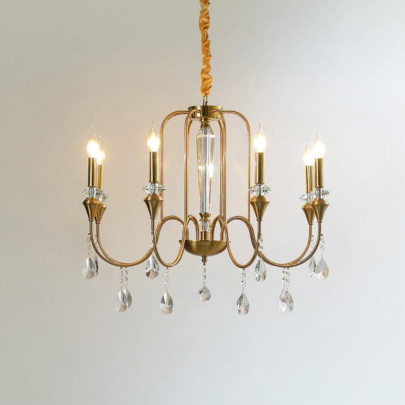 Ercararis Vintage Industrial Brass Crystal Chandelier - Lamp Copper