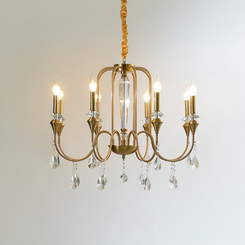 Ercararis Vintage Industrial Brass Crystal Chandelier - Lamp Copper