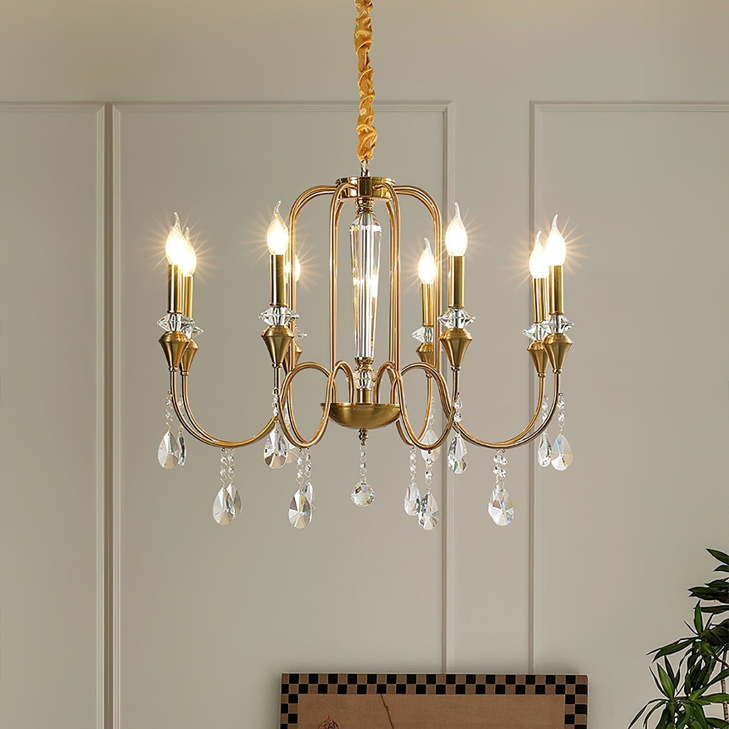 Ercararis Vintage Industrial Brass Crystal Chandelier - Lamp Copper