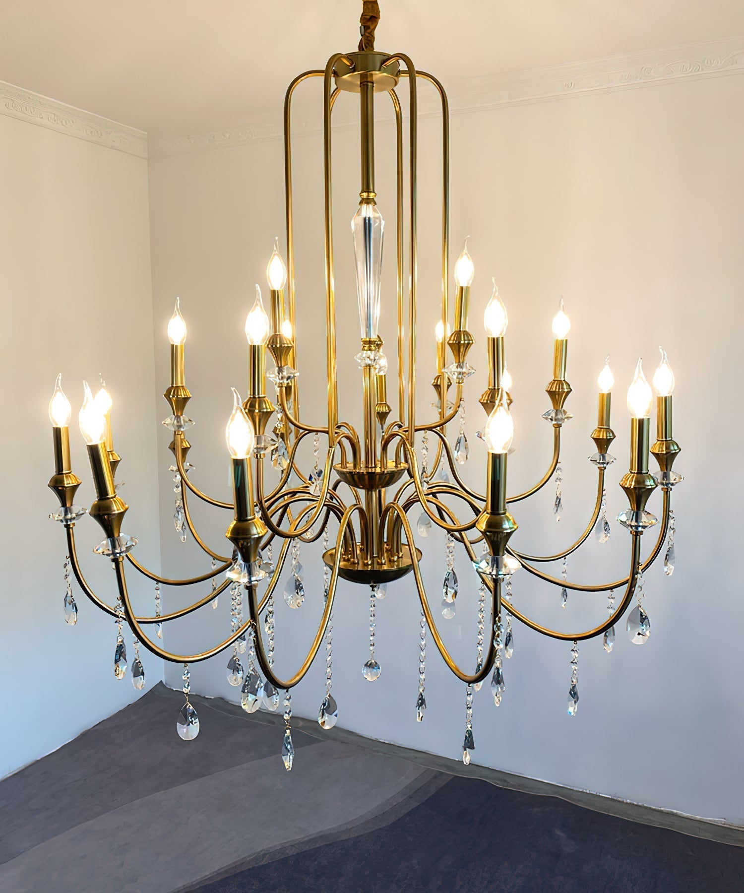 Ercararis Vintage Industrial Brass Crystal Chandelier - Lamp Copper