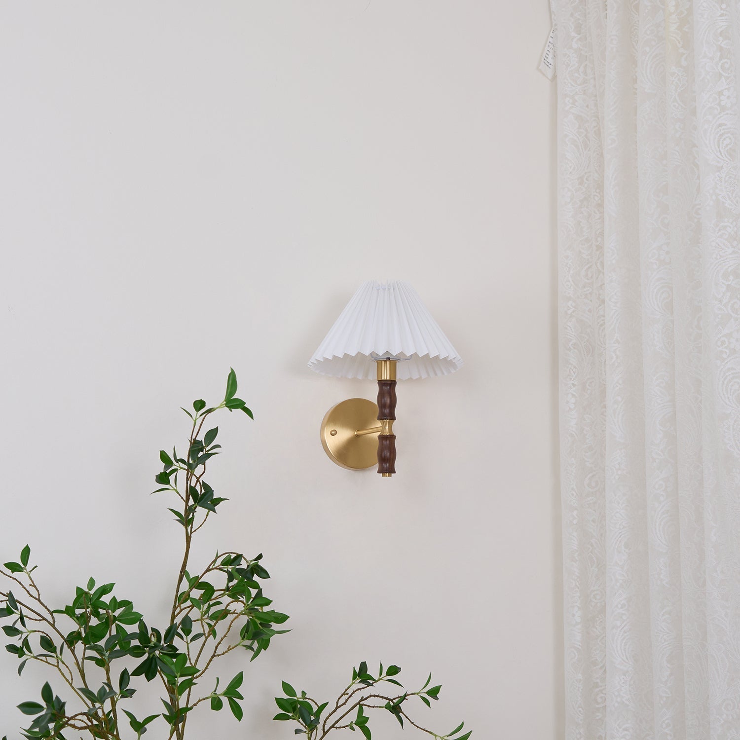Pleated Walnut Wall Light - Letslighting