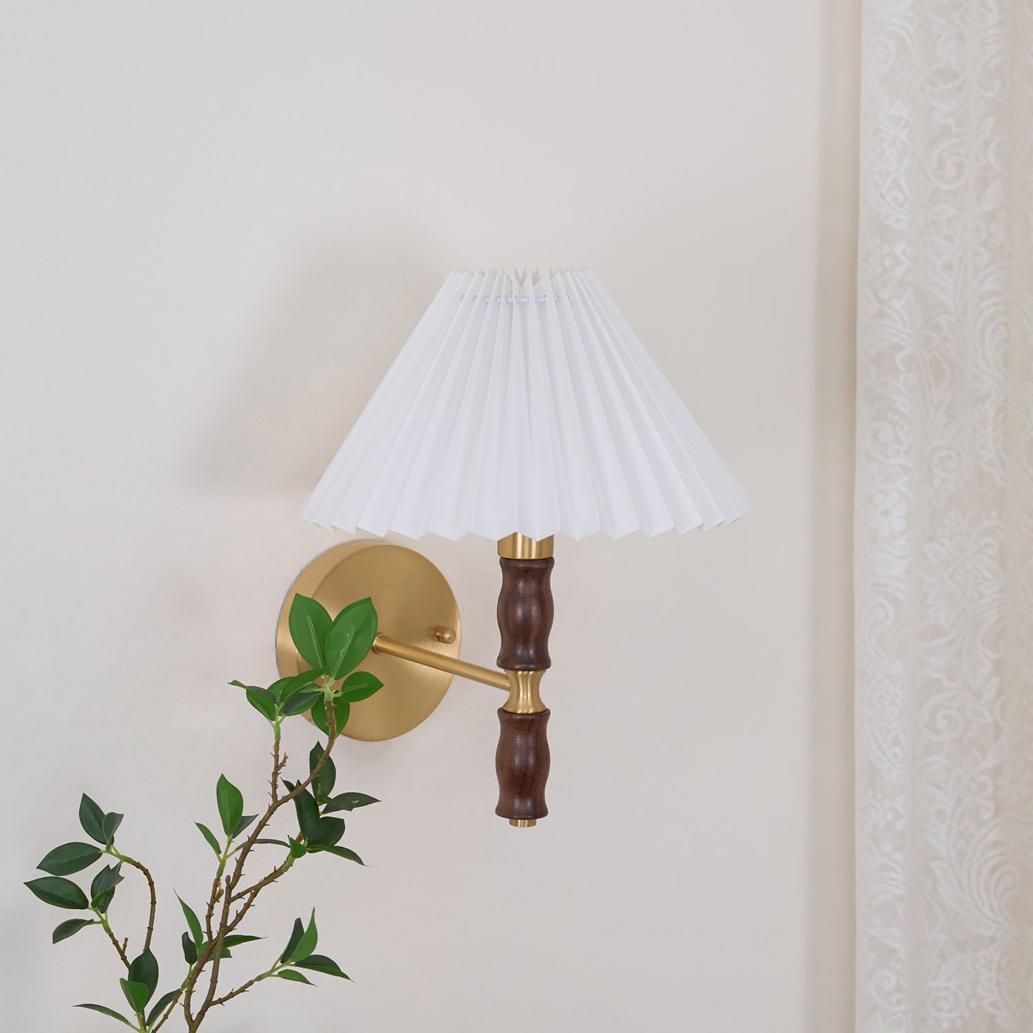 Pleated Walnut Wall Light - Letslighting