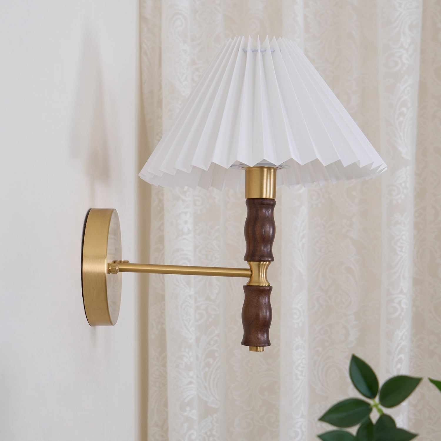 Pleated Walnut Wall Light - Letslighting