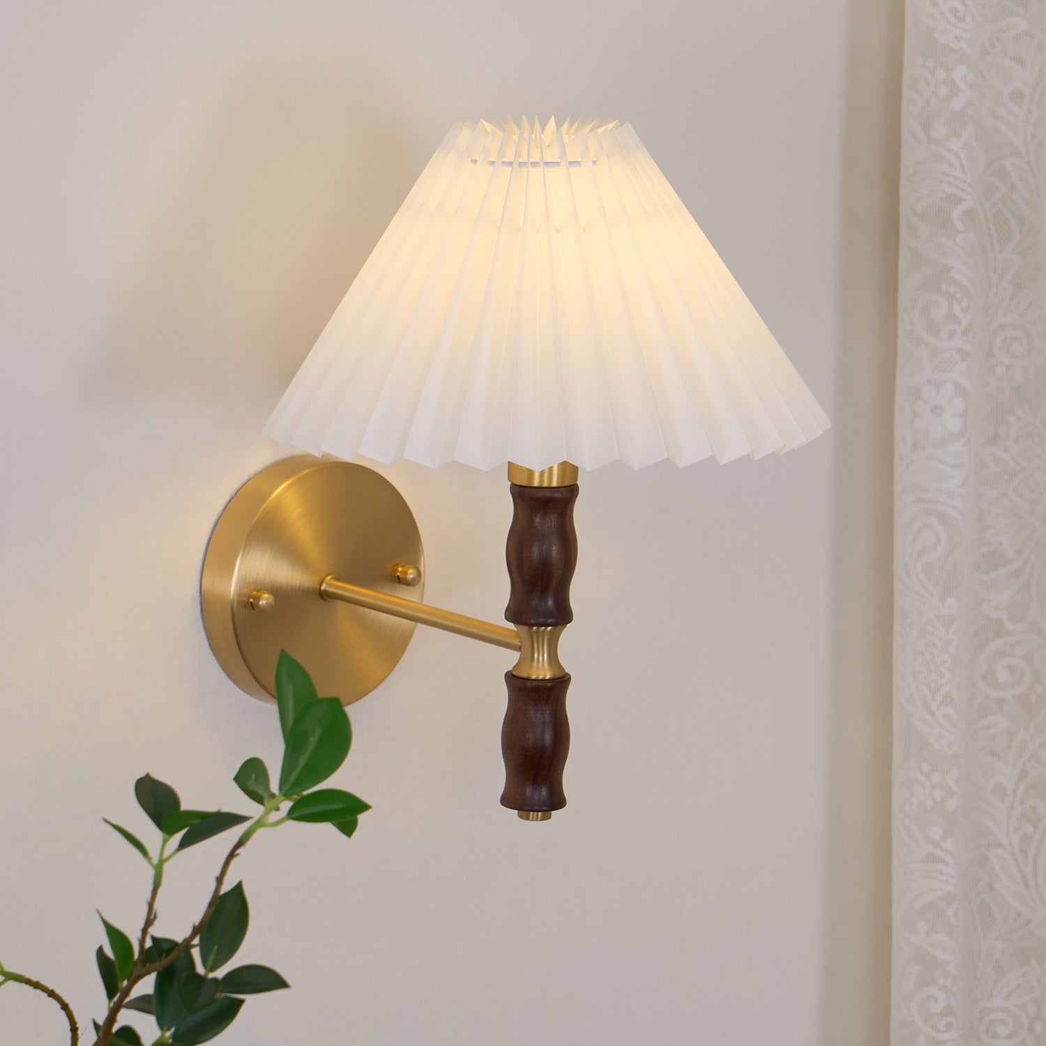 Pleated Walnut Wall Light - Letslighting