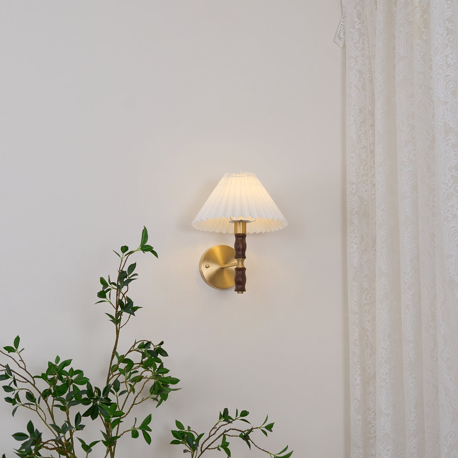 Pleated Walnut Wall Light - Letslighting