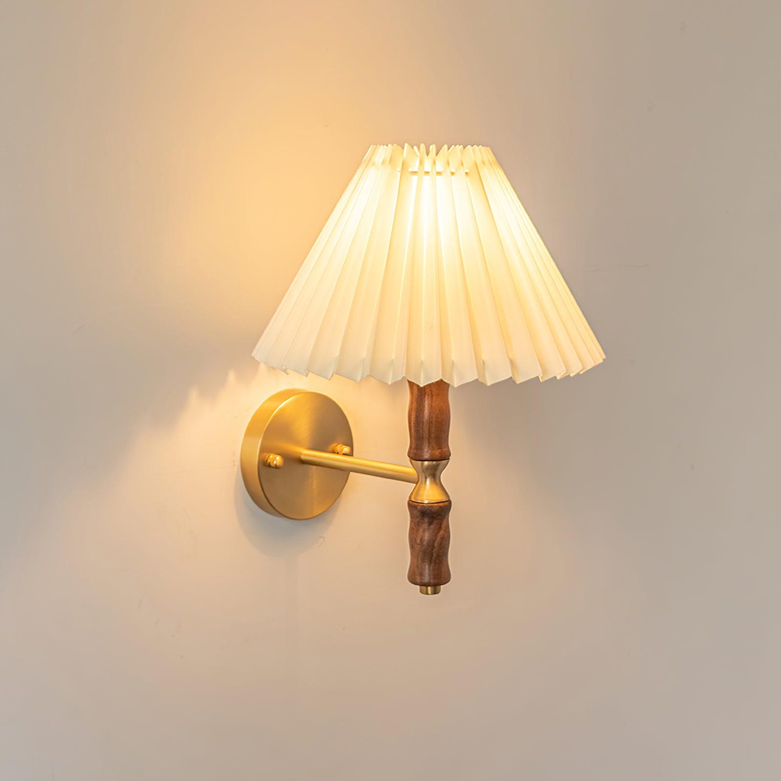 Pleated Walnut Wall Light - Letslighting