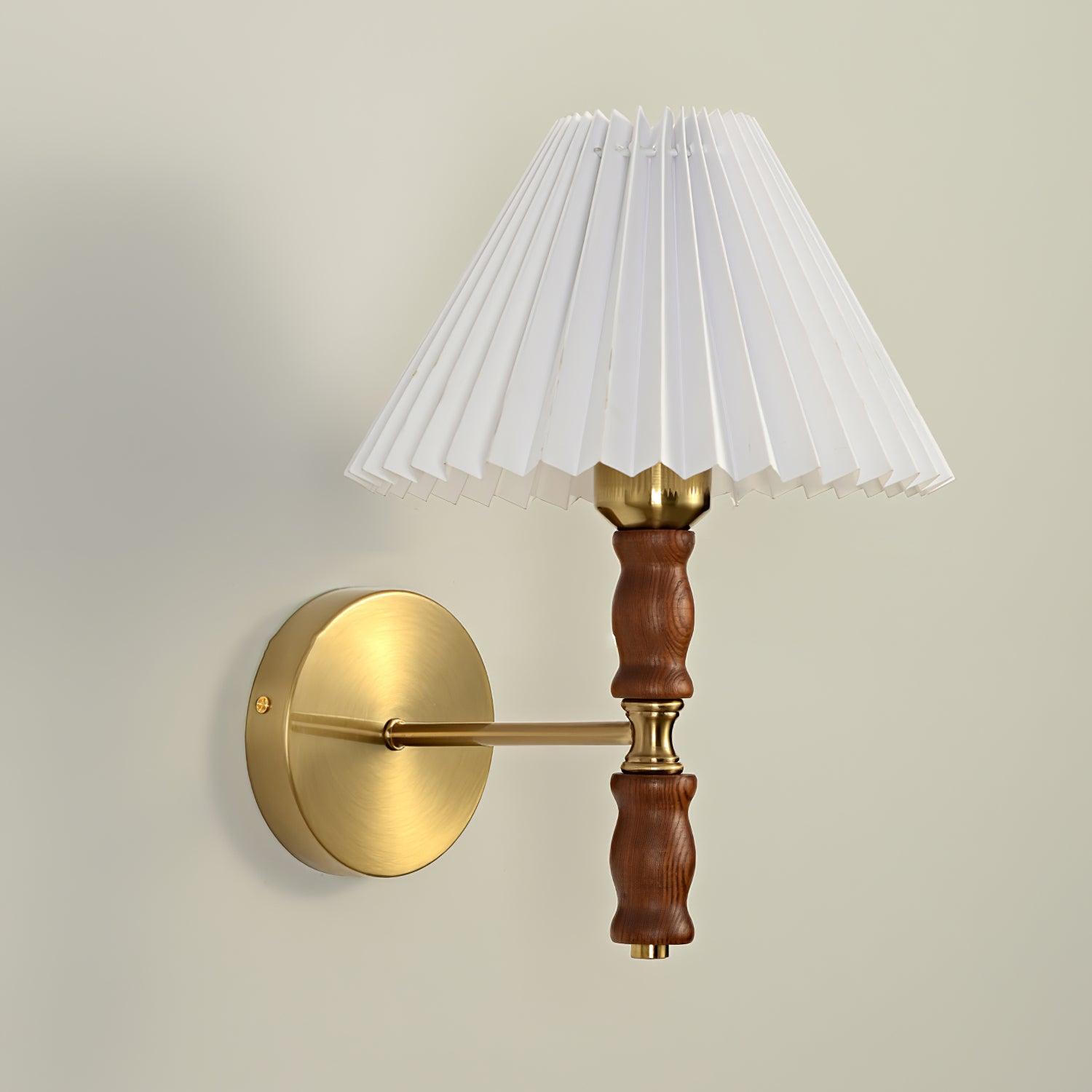 Pleated Walnut Wall Light - Letslighting