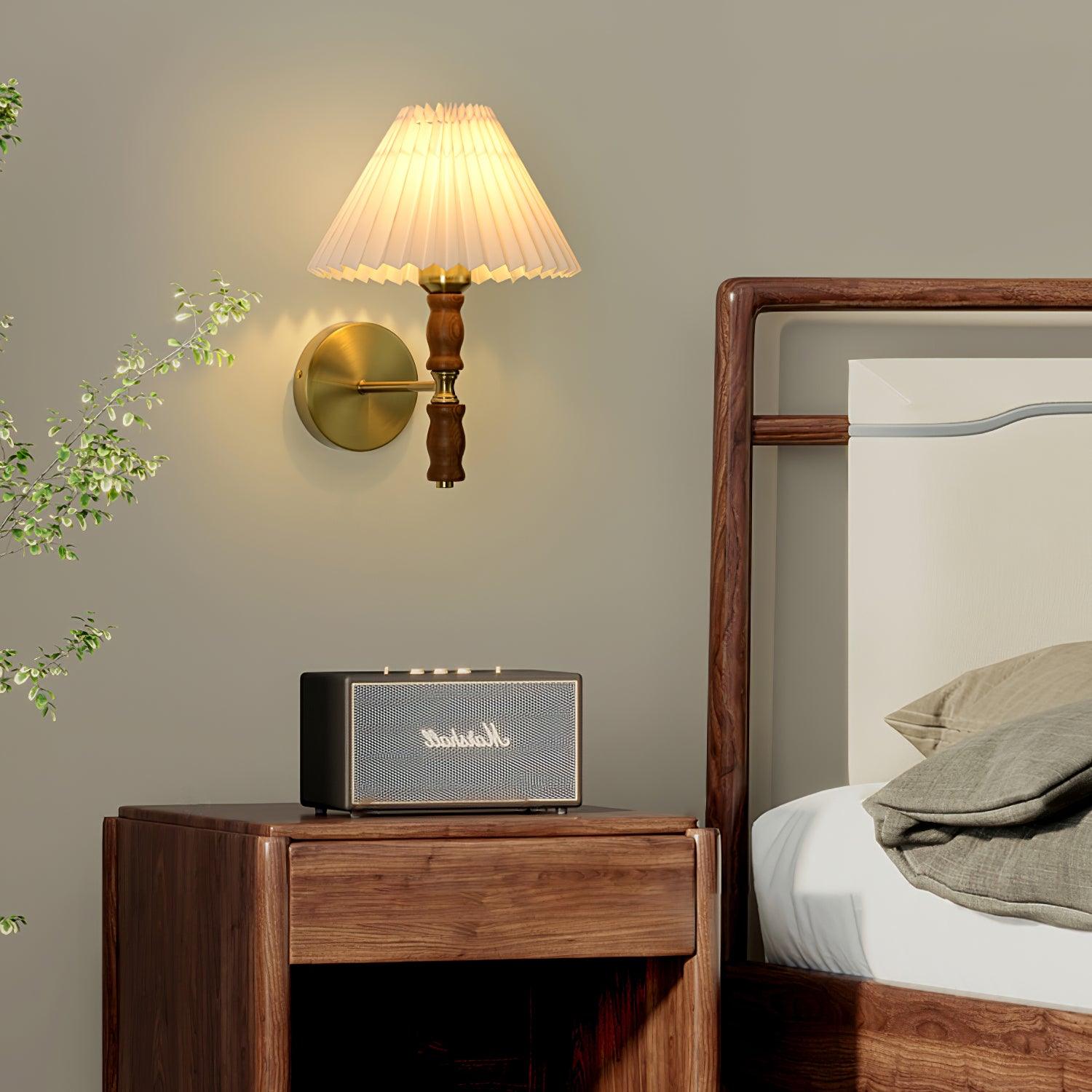 Pleated Walnut Wall Light - Letslighting