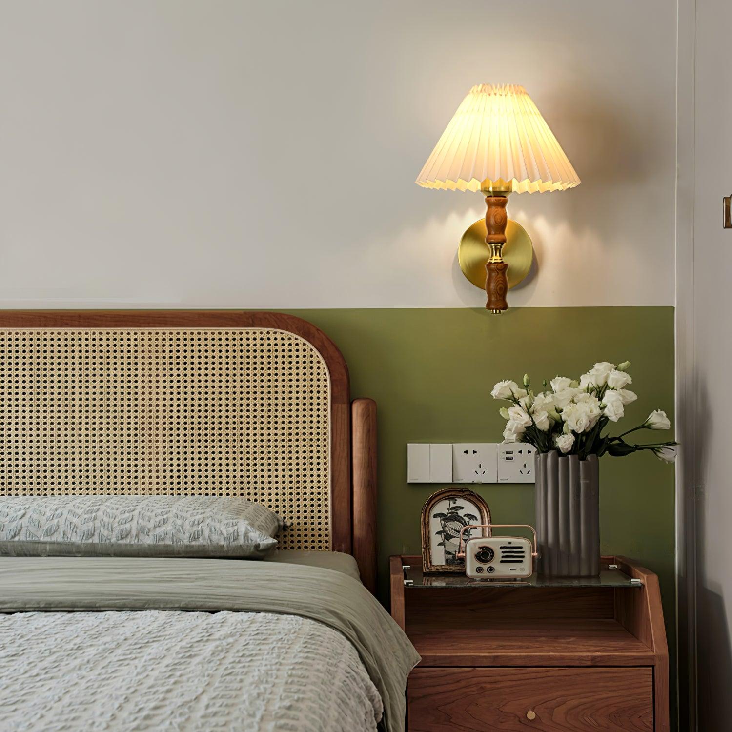 Pleated Walnut Wall Light - Letslighting