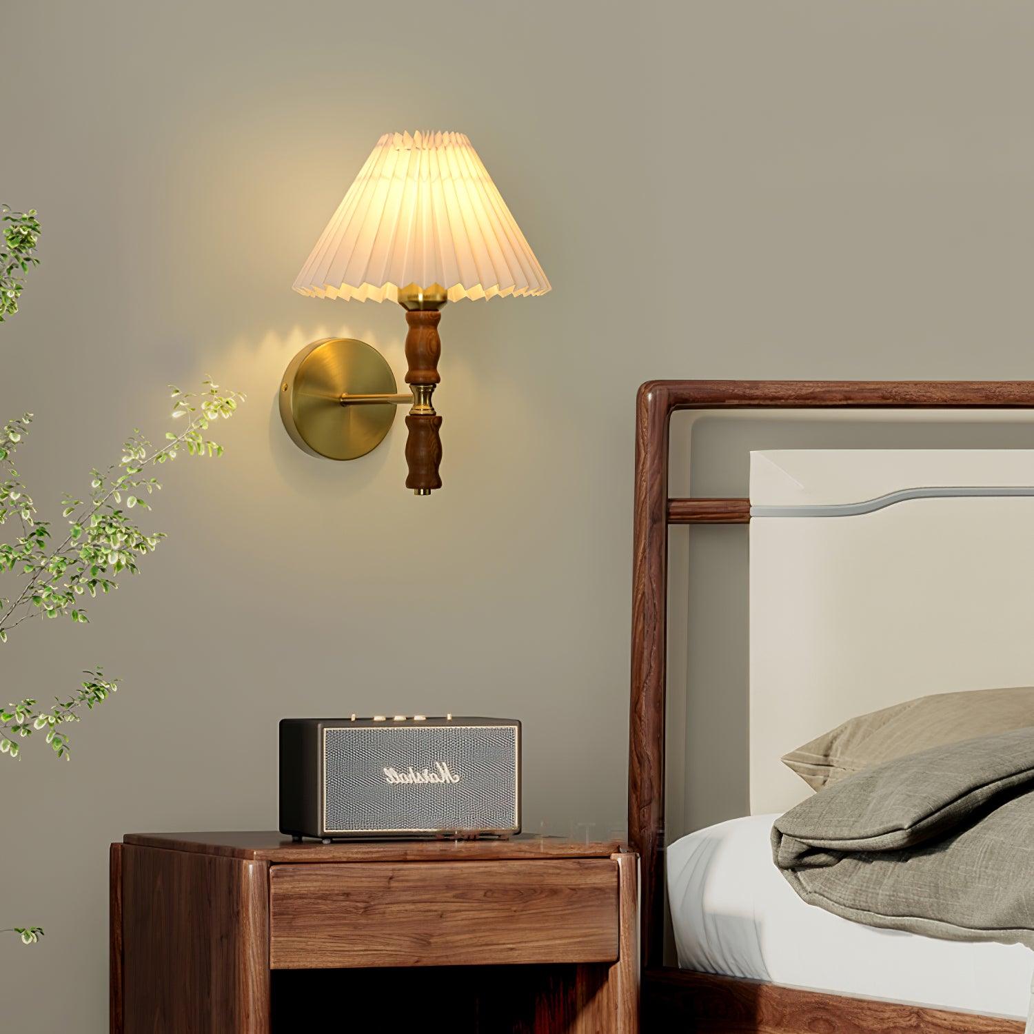 Pleated Walnut Wall Light - Letslighting