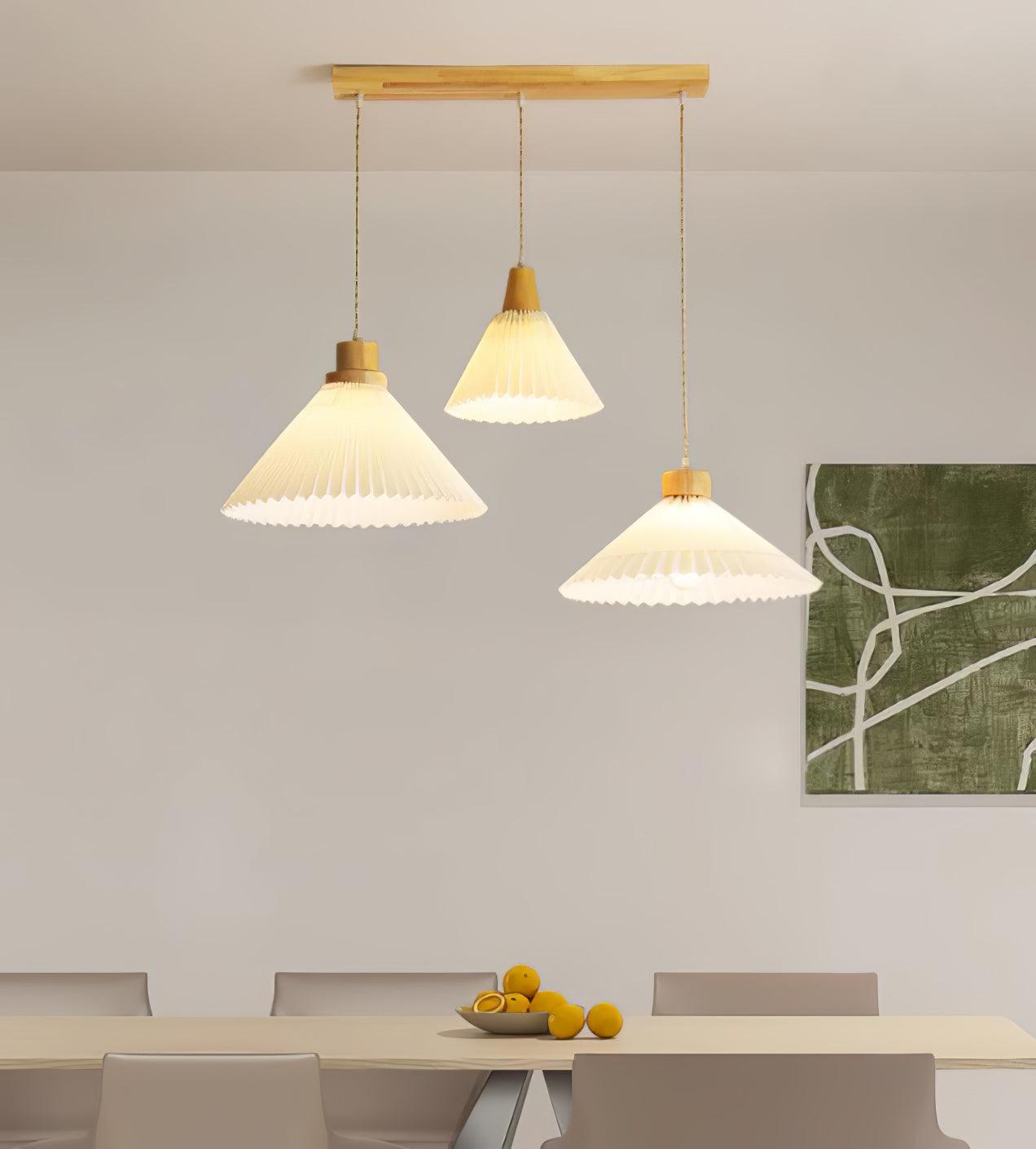 Pleated Wooden Pendant Light - Letslighting
