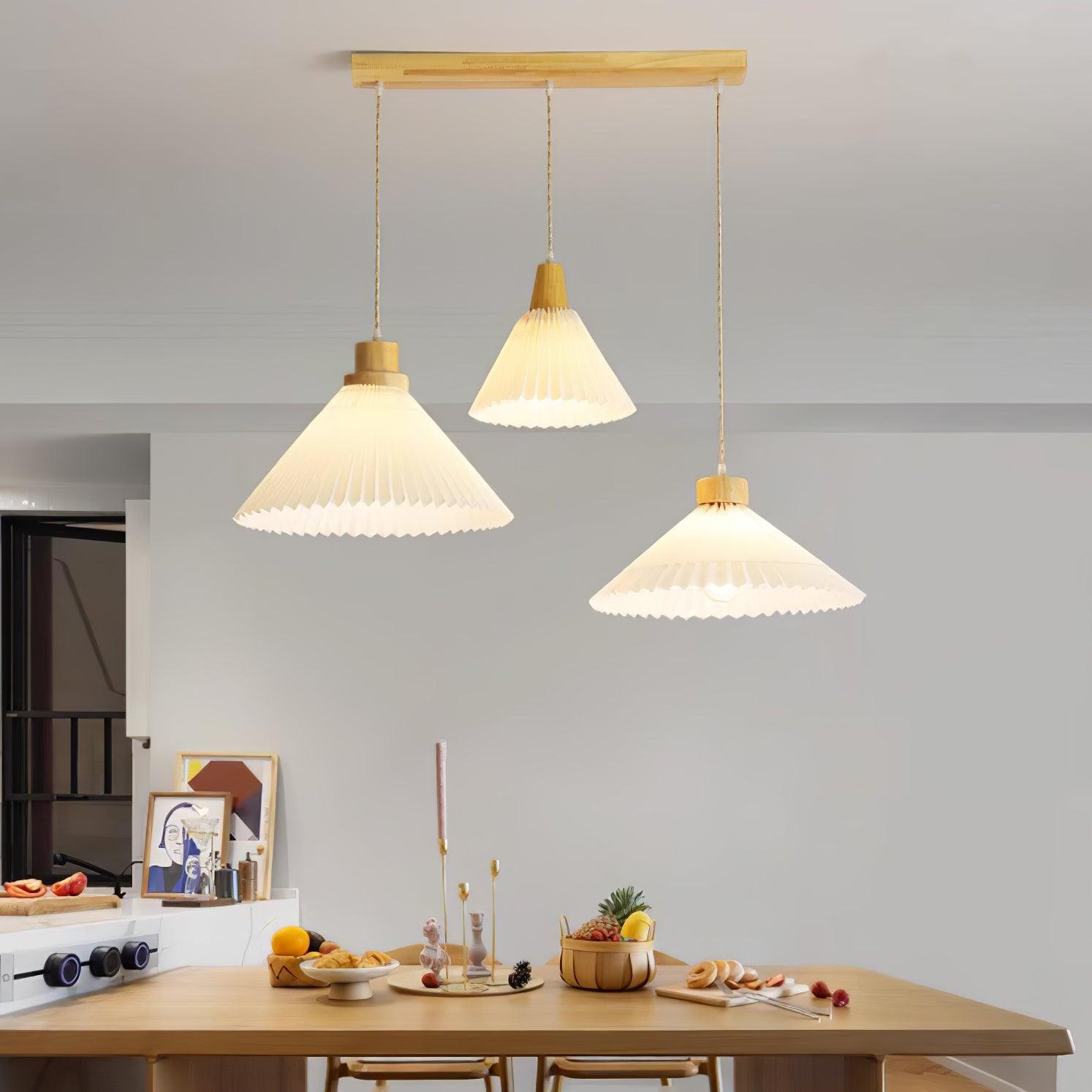Pleated Wooden Pendant Light - Letslighting