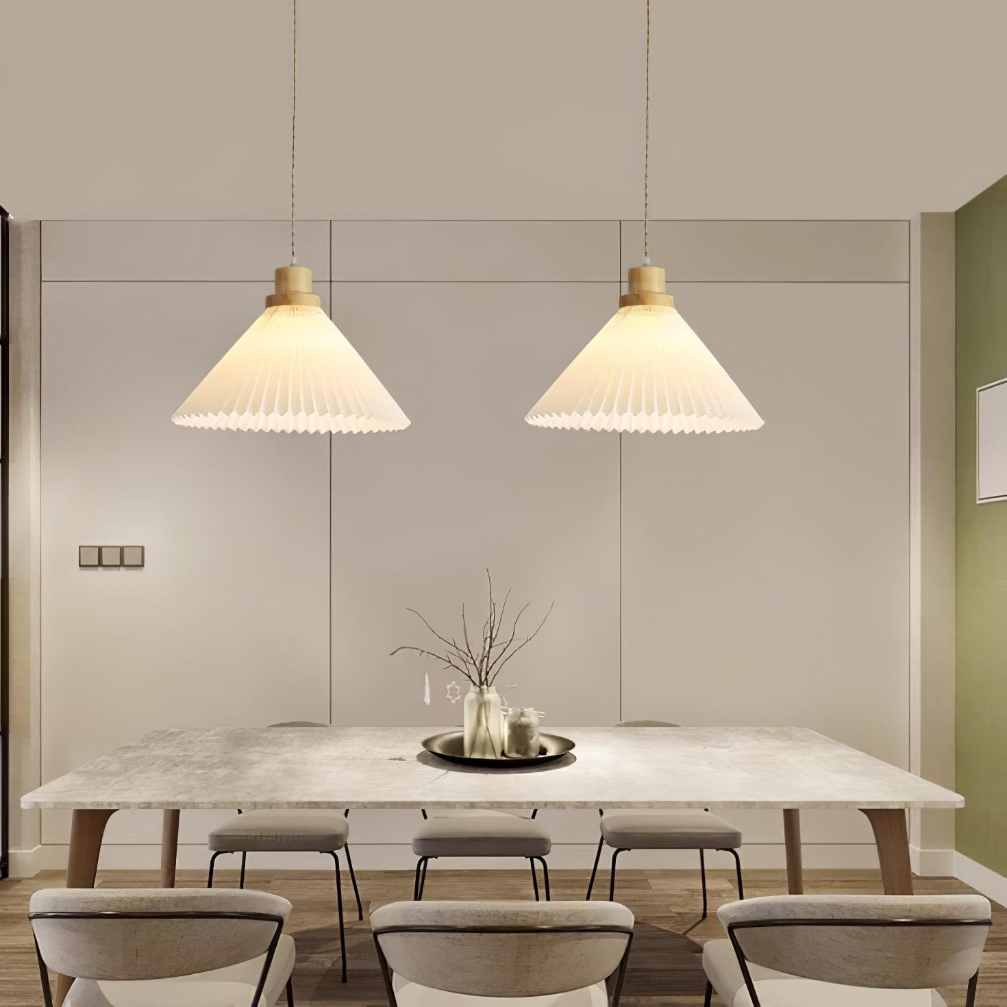 Pleated Wooden Pendant Light - Letslighting
