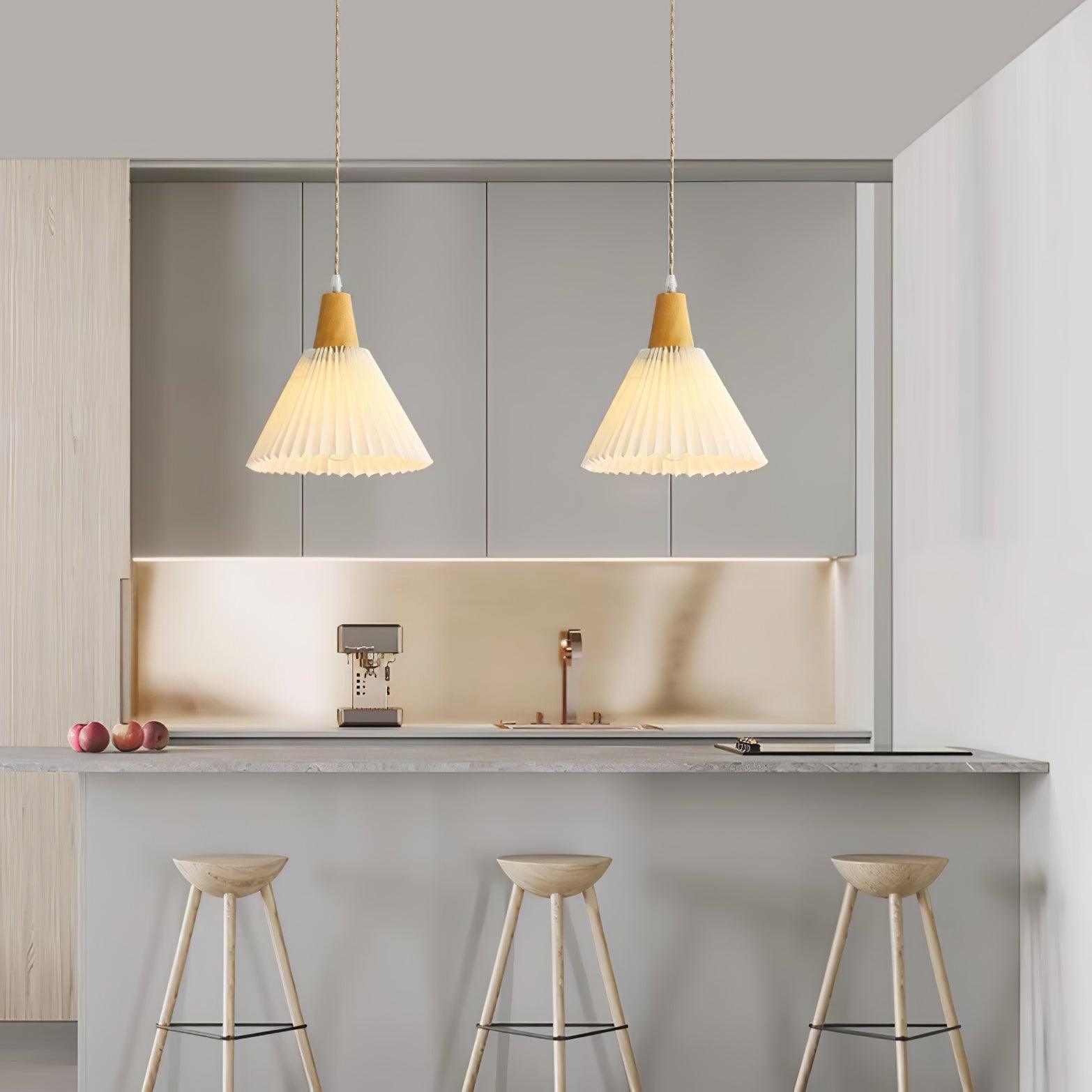 Pleated Wooden Pendant Light - Letslighting