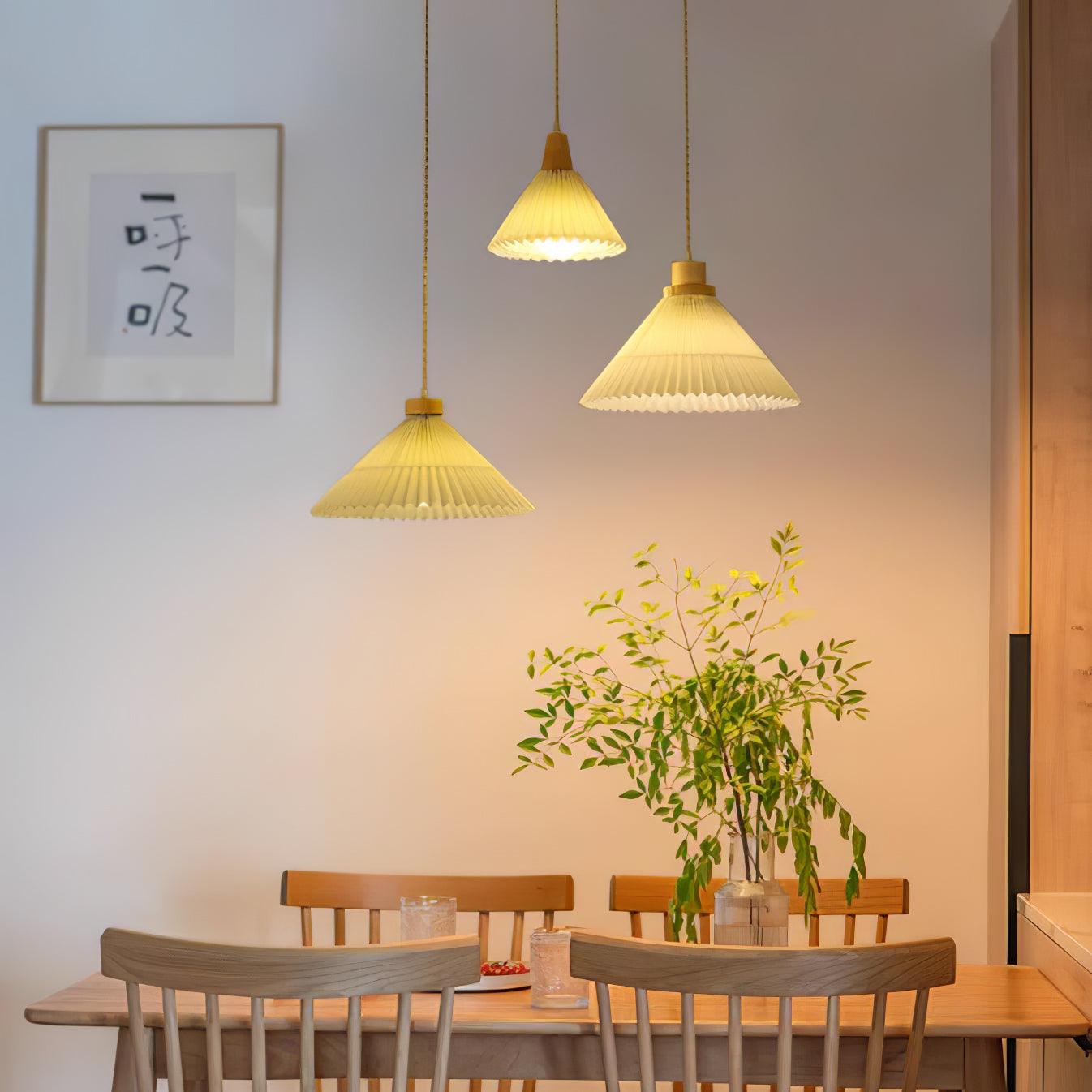 Pleated Wooden Pendant Light - Letslighting