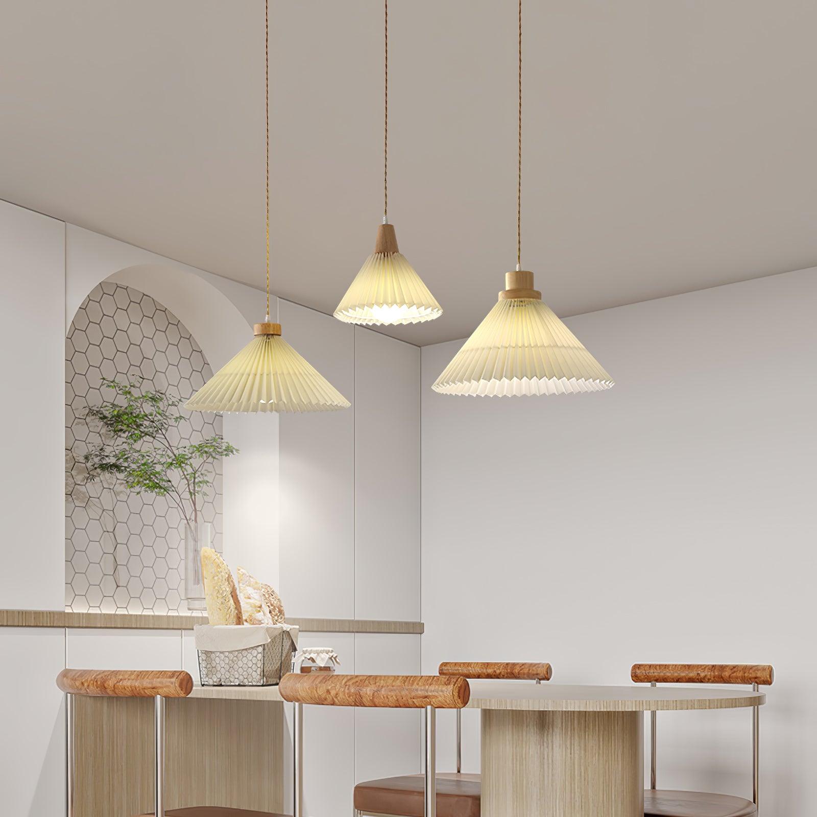 Pleated Wooden Pendant Light - Letslighting