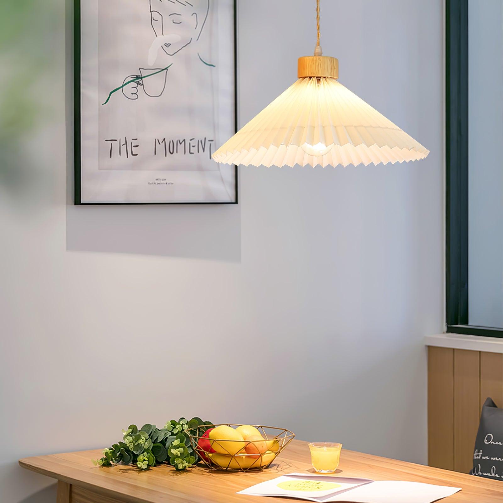 Pleated Wooden Pendant Light - Letslighting