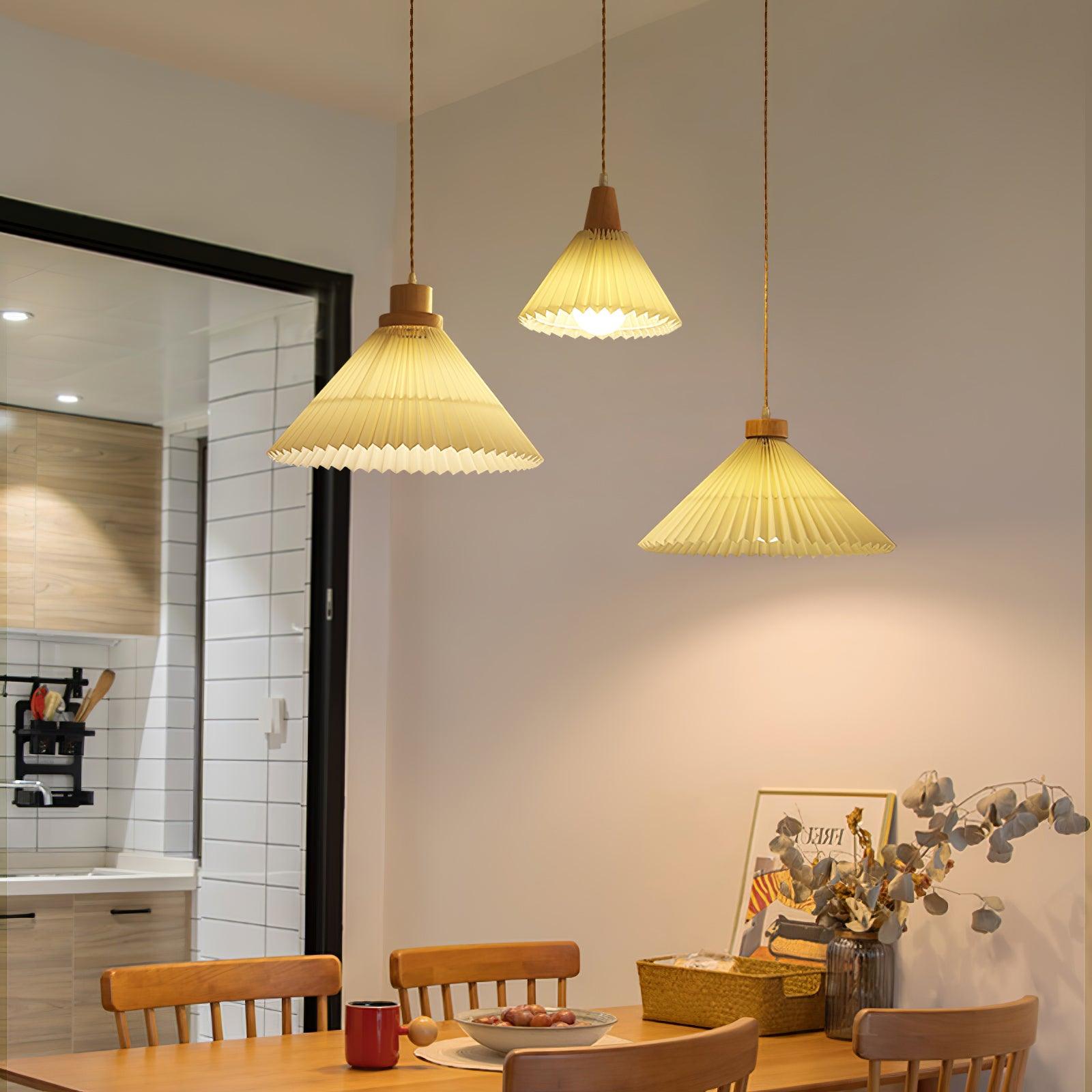 Pleated Wooden Pendant Light - Letslighting