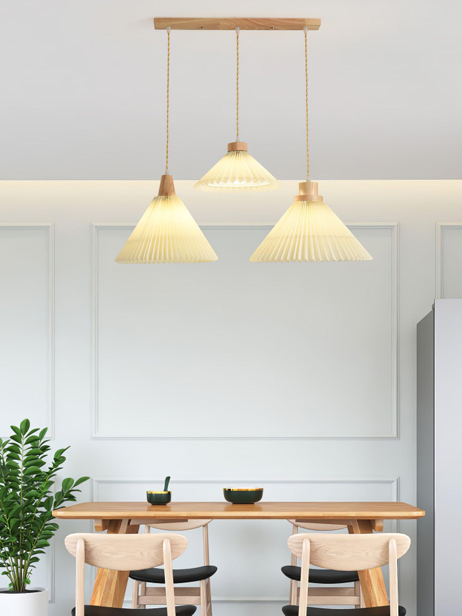 Pleated Wooden Pendant Light - Letslighting