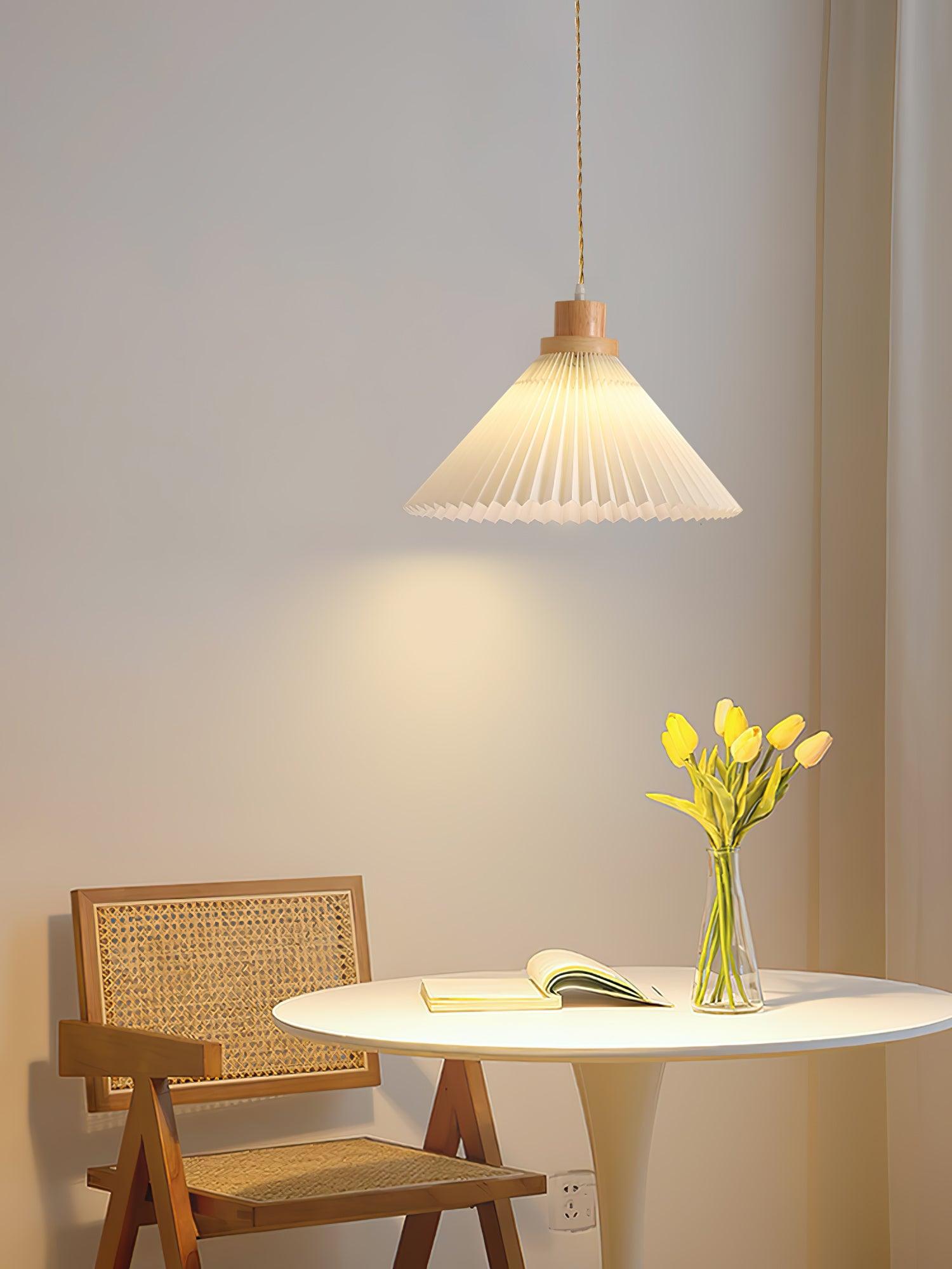 Pleated Wooden Pendant Light - Letslighting