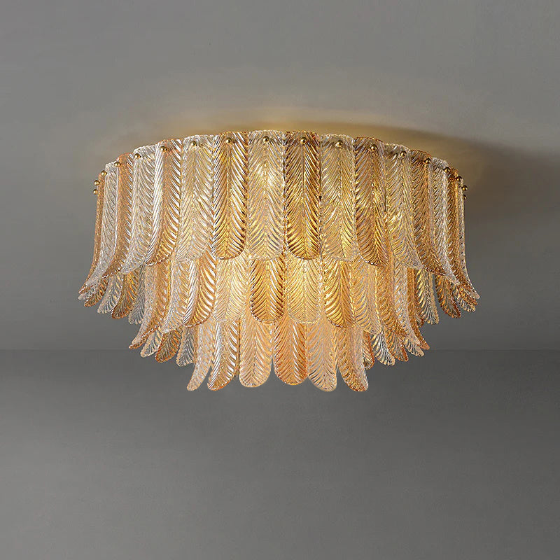 Vosolara Postmodern Luxury Brass Glass Ceiling Light - Lamp Copper