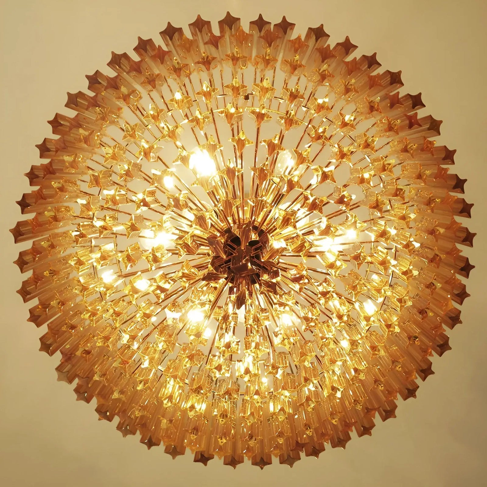 Aurora Chandelier Amber Murano Glass Prism Grand Art - Letslighting