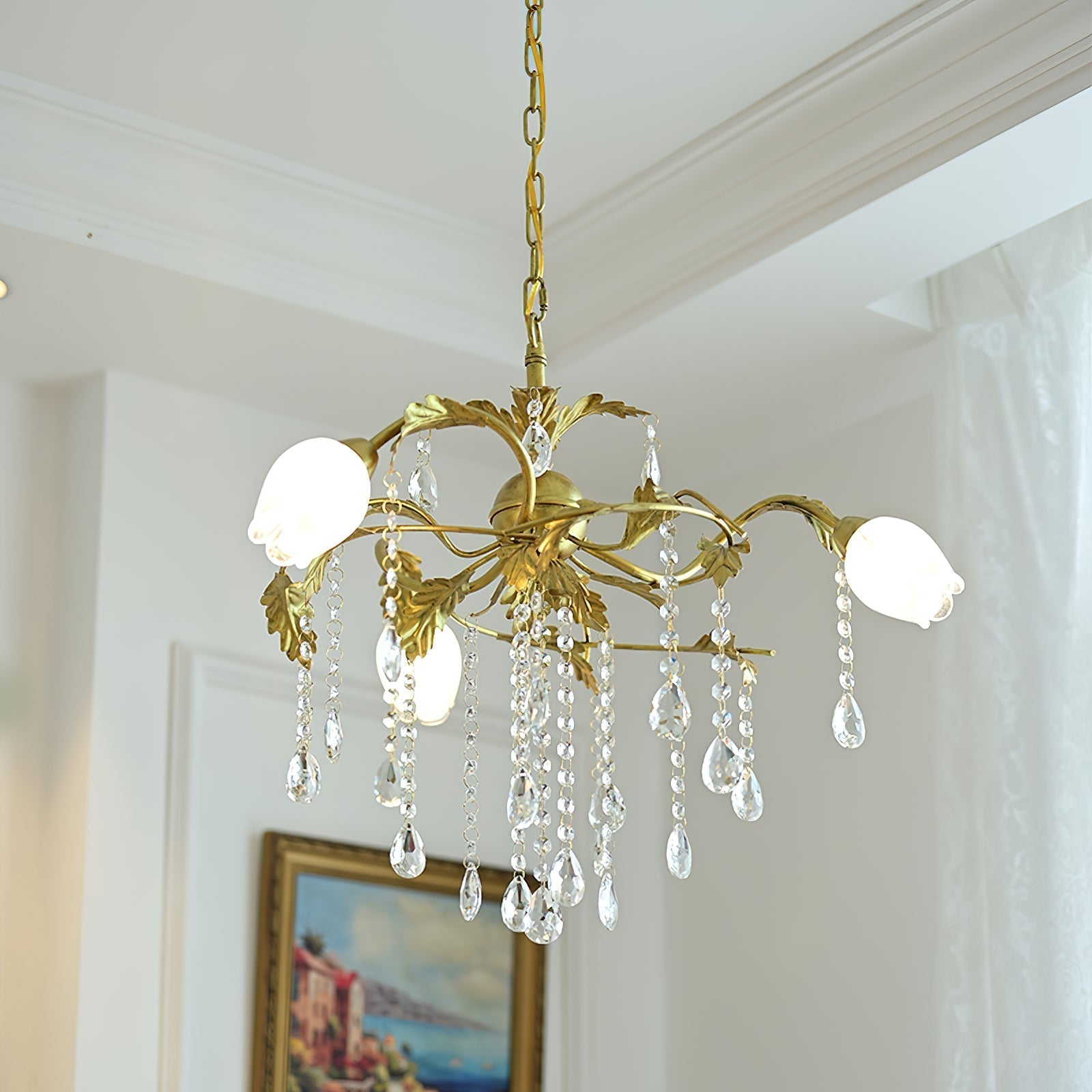 Vasorus Vintage Industrial Brass Crystal Chandelier - Lamp Copper