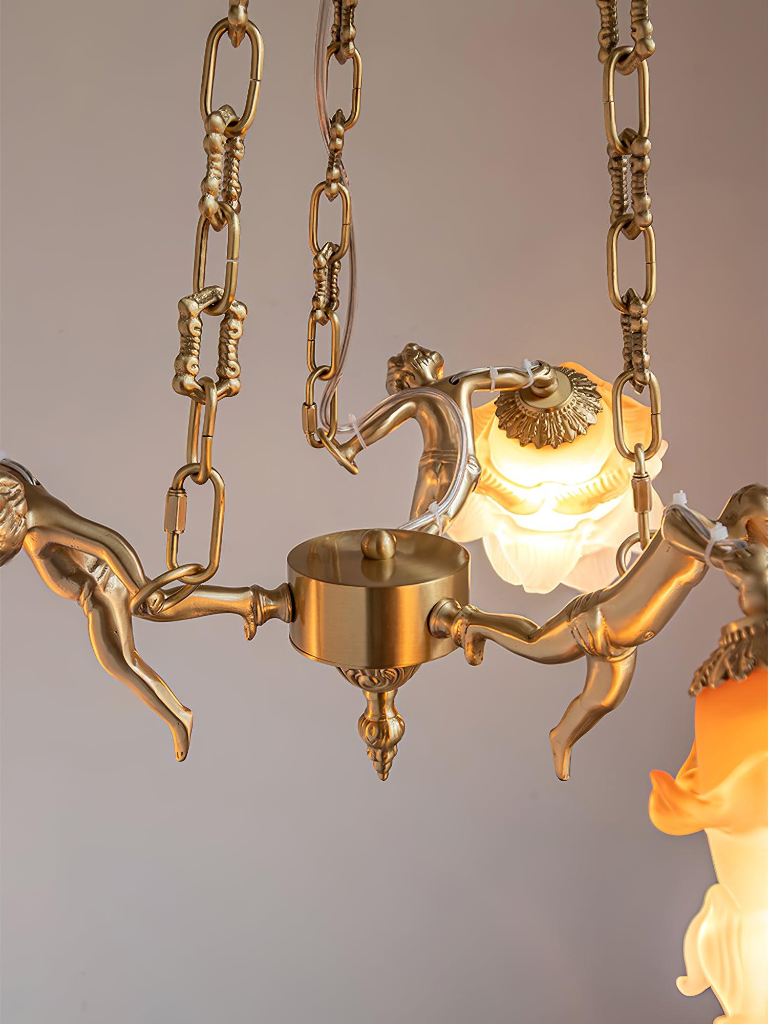 Putti Statuettes Brass Suspension - Letslighting